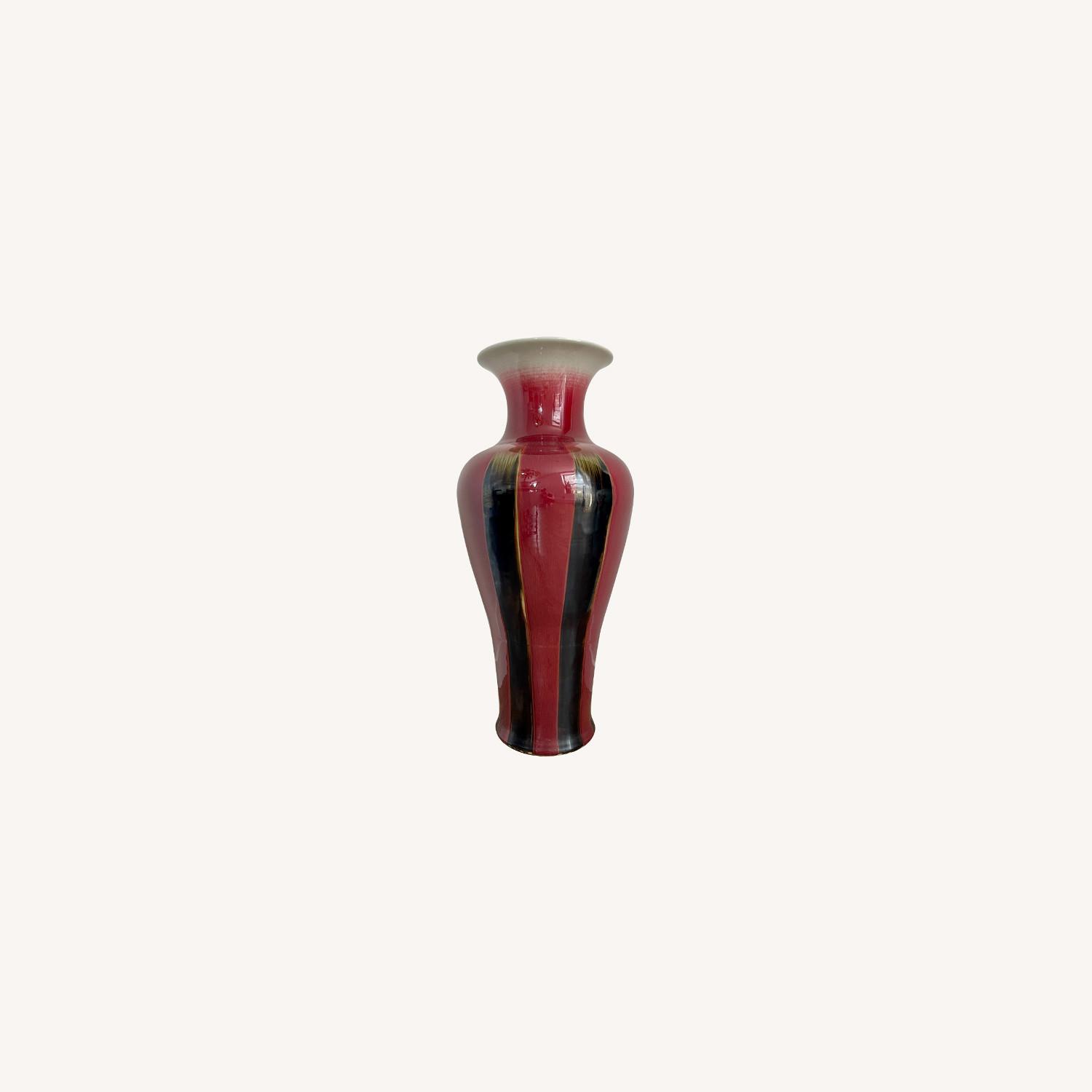 Red and Black Floor Ceramic Vase - image-0