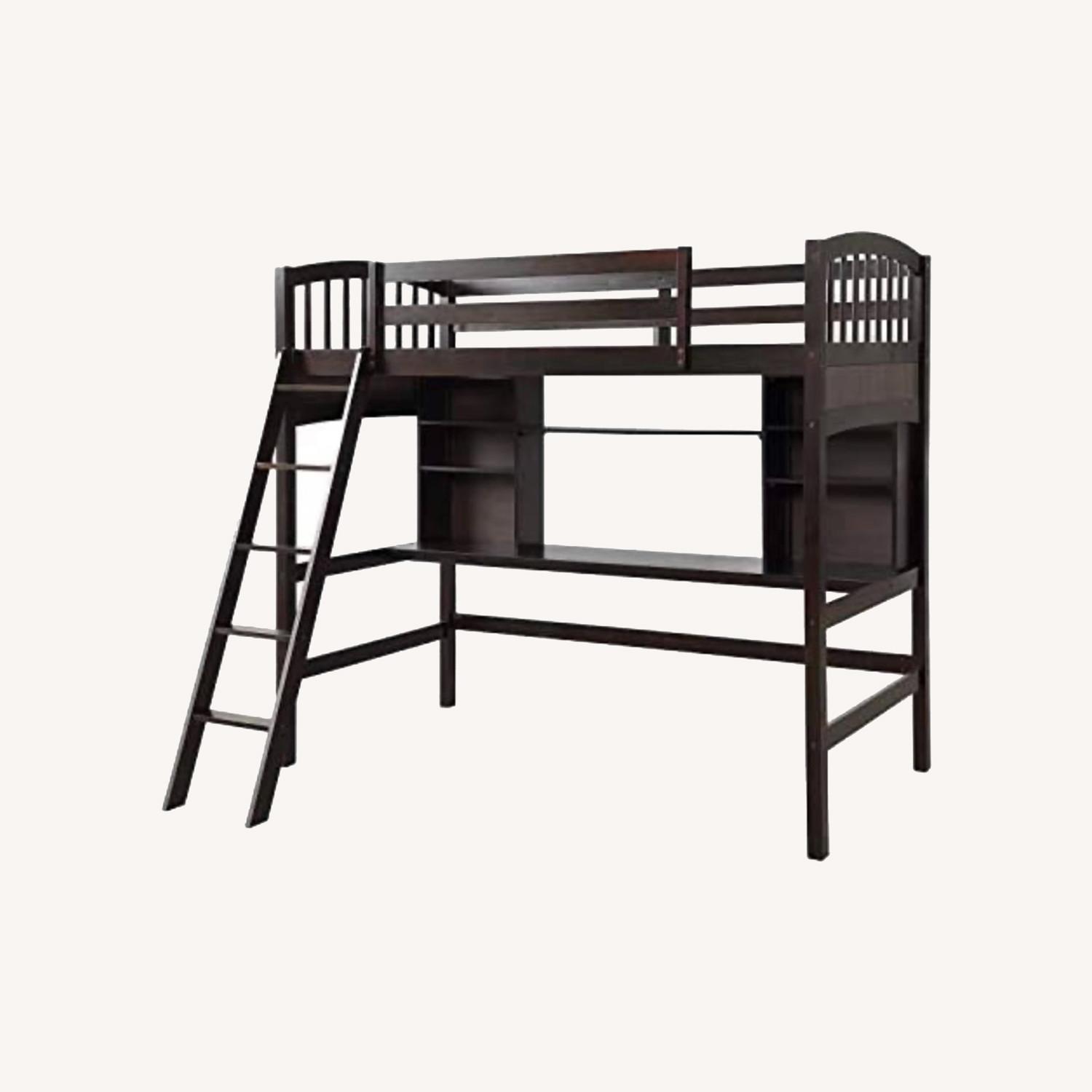 Twin Loft Bed with Desk and Book Shelf Storage - image-0