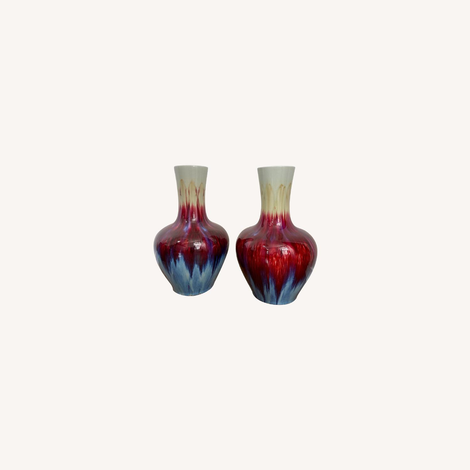 Red and Blue Floor Vases AptDeco