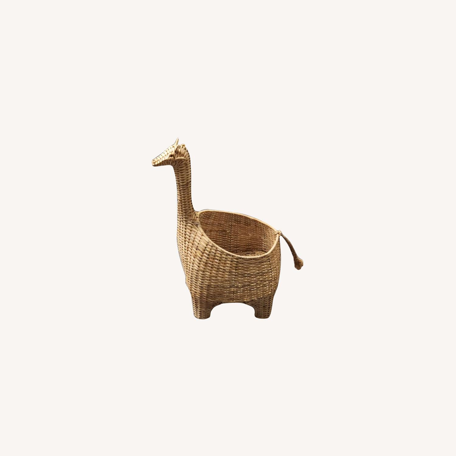 Pottery Barn Giraffe Shaped Wicker Basket - image-0