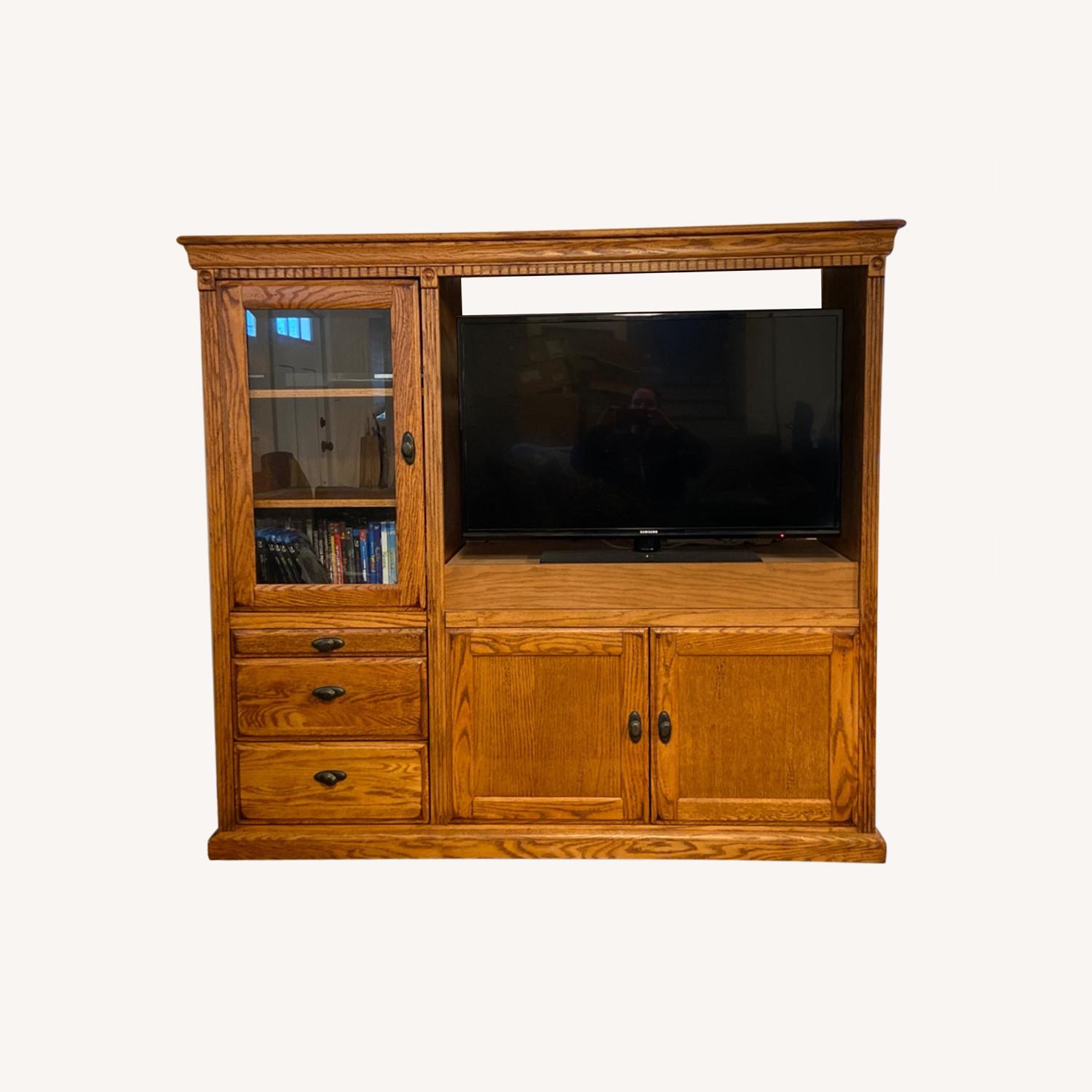 Solid Wood Entertainment Center AptDeco