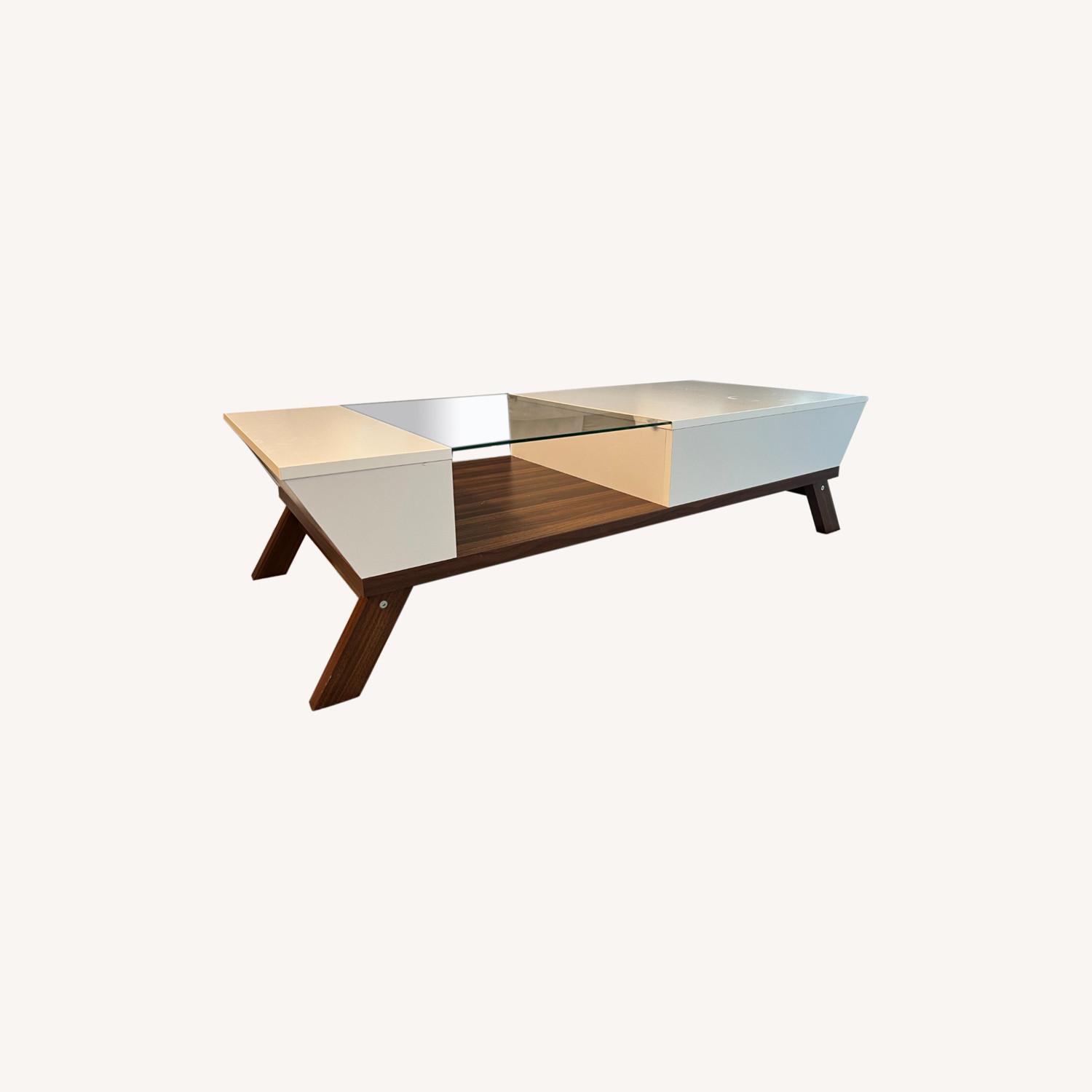 Modern White and Wood Coffee Table AptDeco