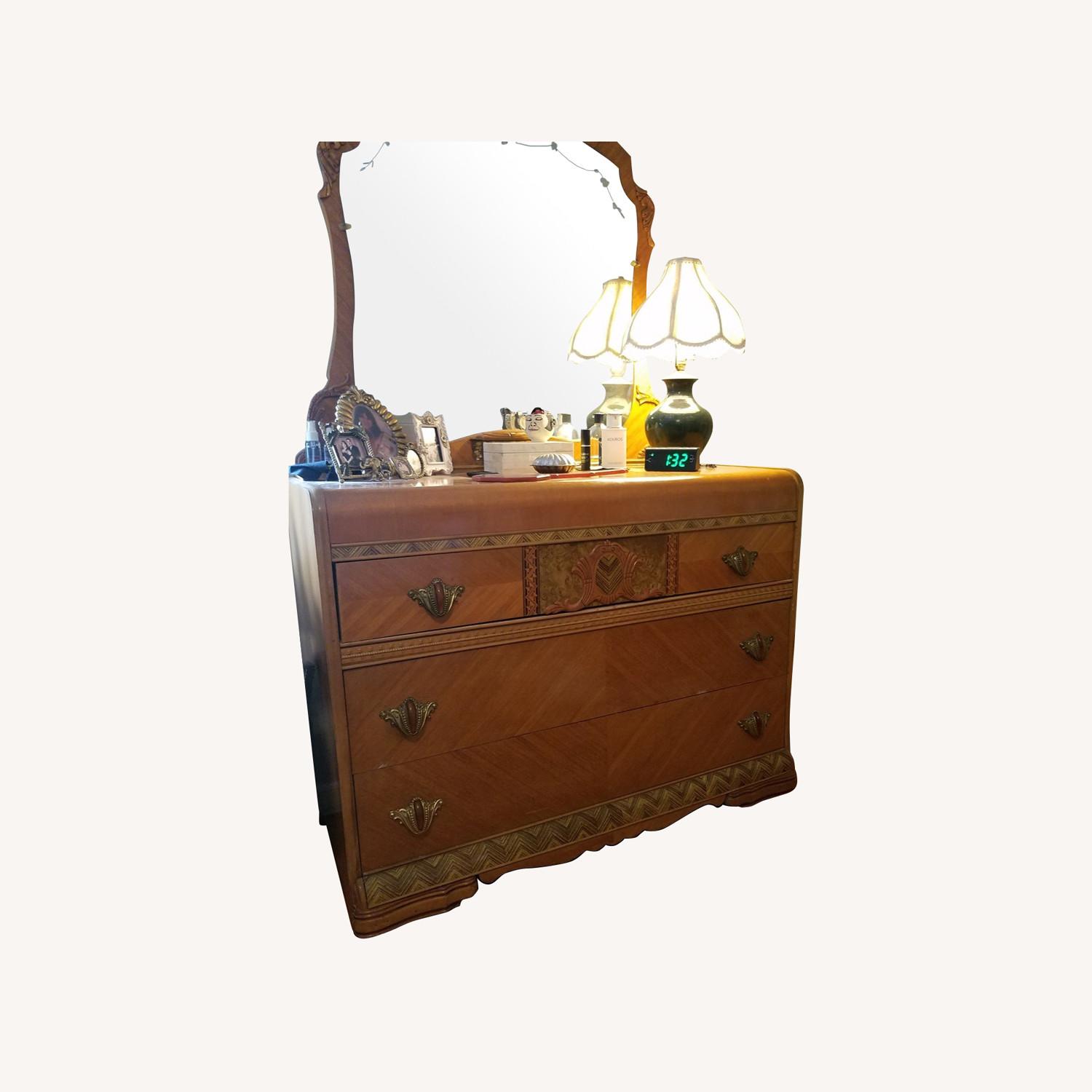 Waterfall Art Deco Dresser with Mirror AptDeco