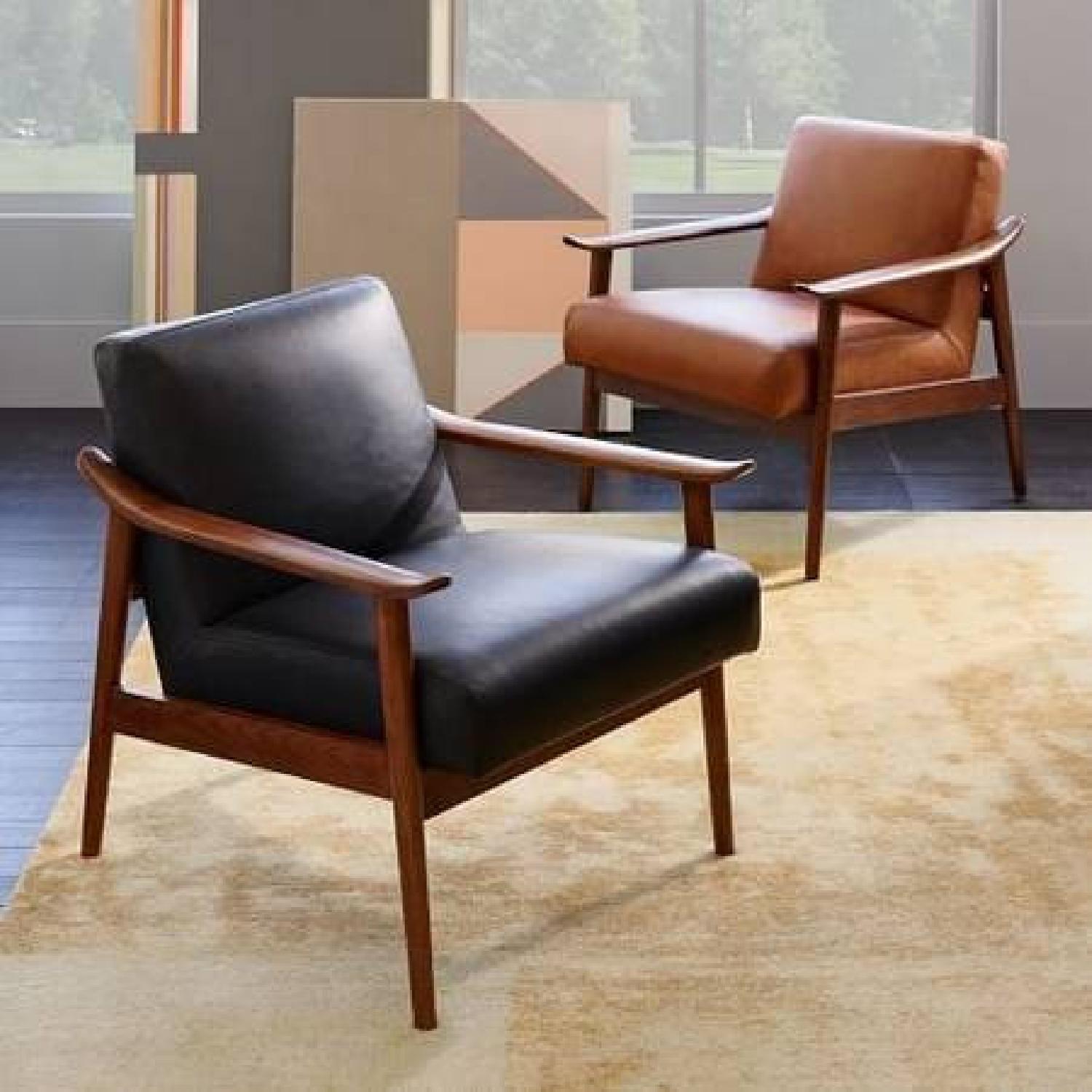 West Elm Leather Show Wood Chair - image-2