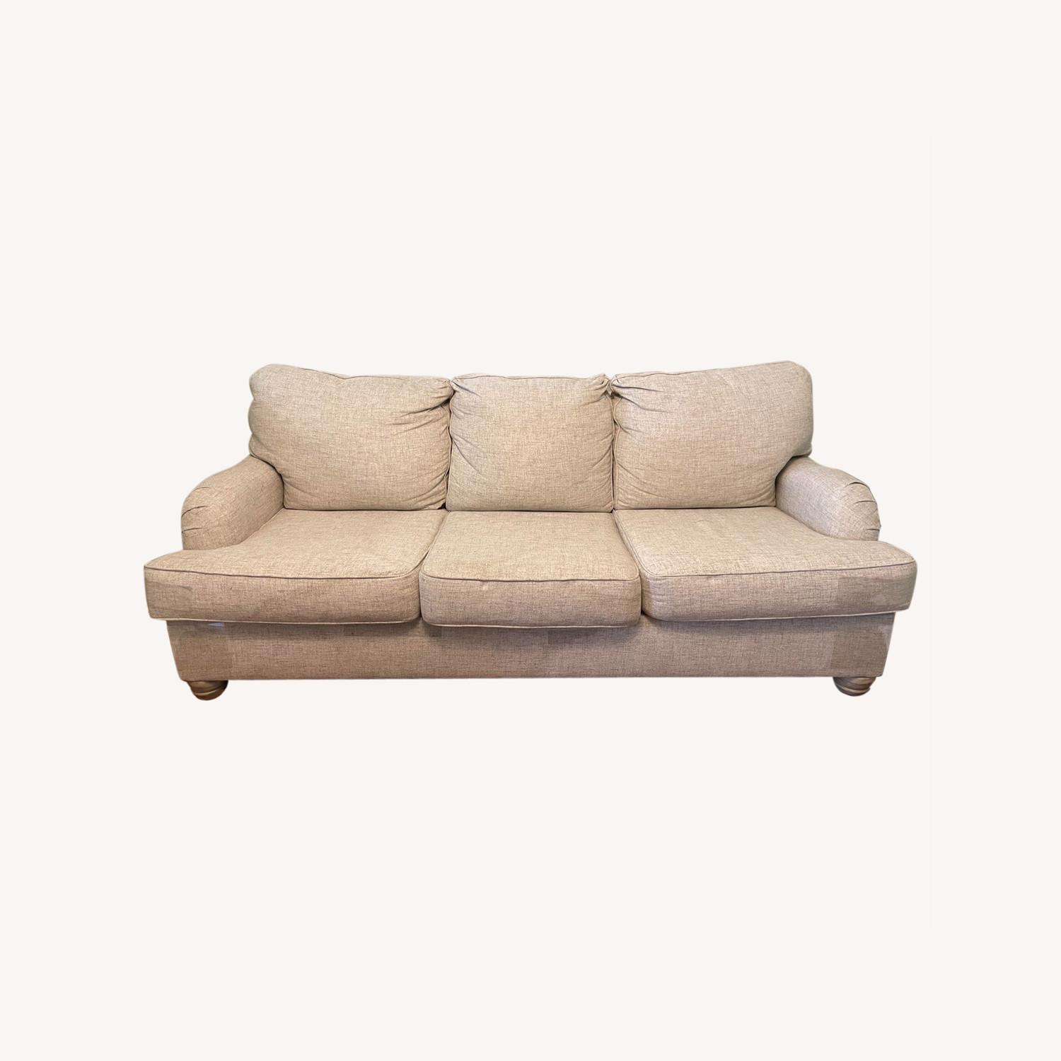 Raymour & Flanigan Linen Colored Fabric Sofa - image-0