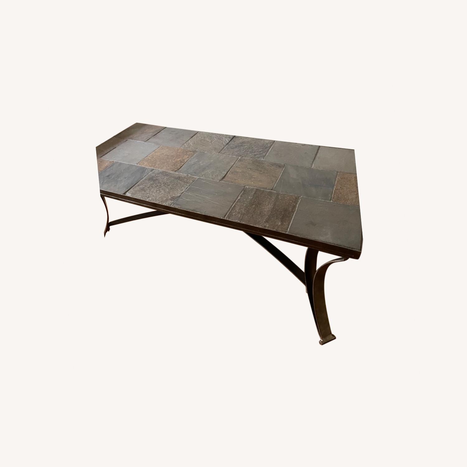 Stone Tile Top Metal Coffee Table AptDeco