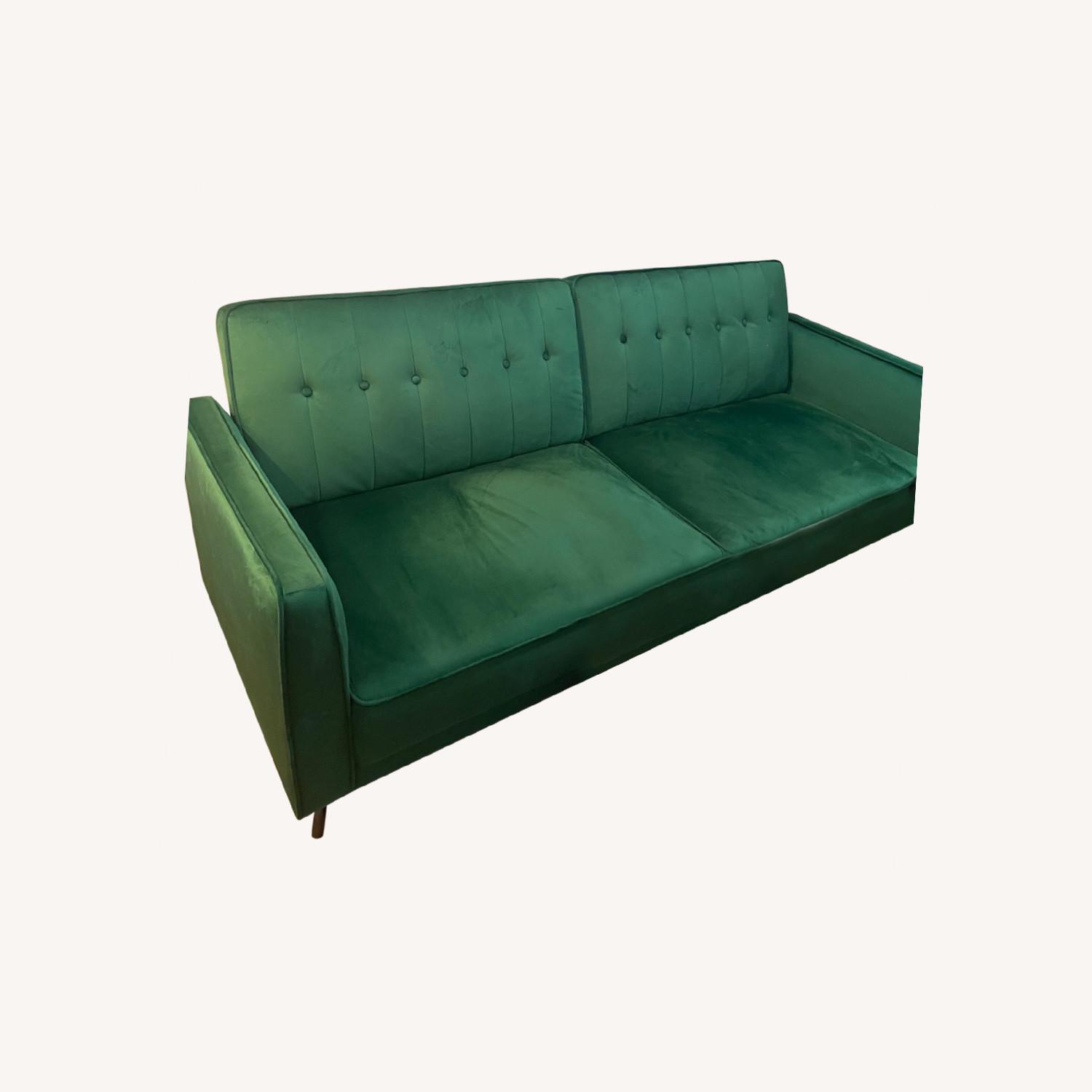 Mercury Row Green Velvet Sofa AptDeco