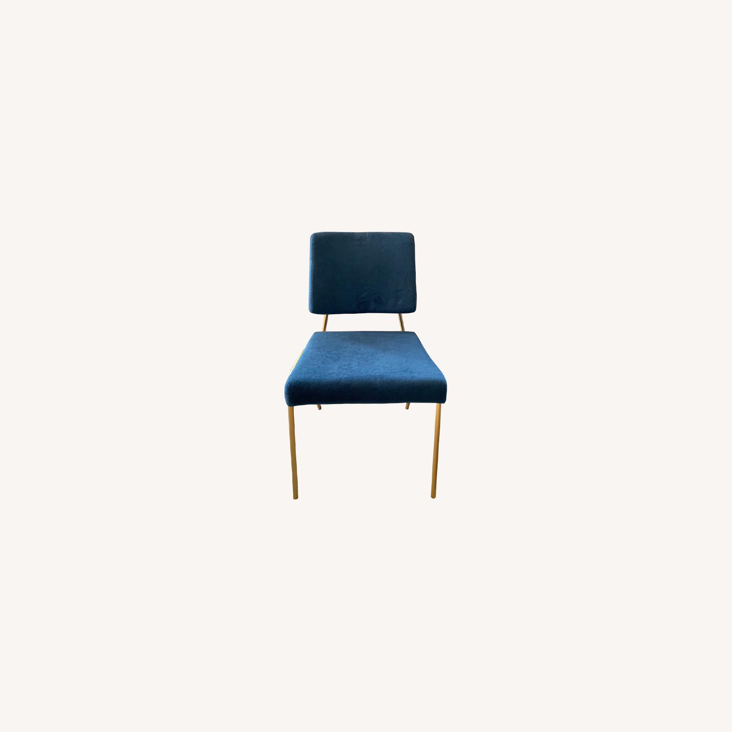 West Elm Blue Velvet Wireframe Dining Chairs AptDeco