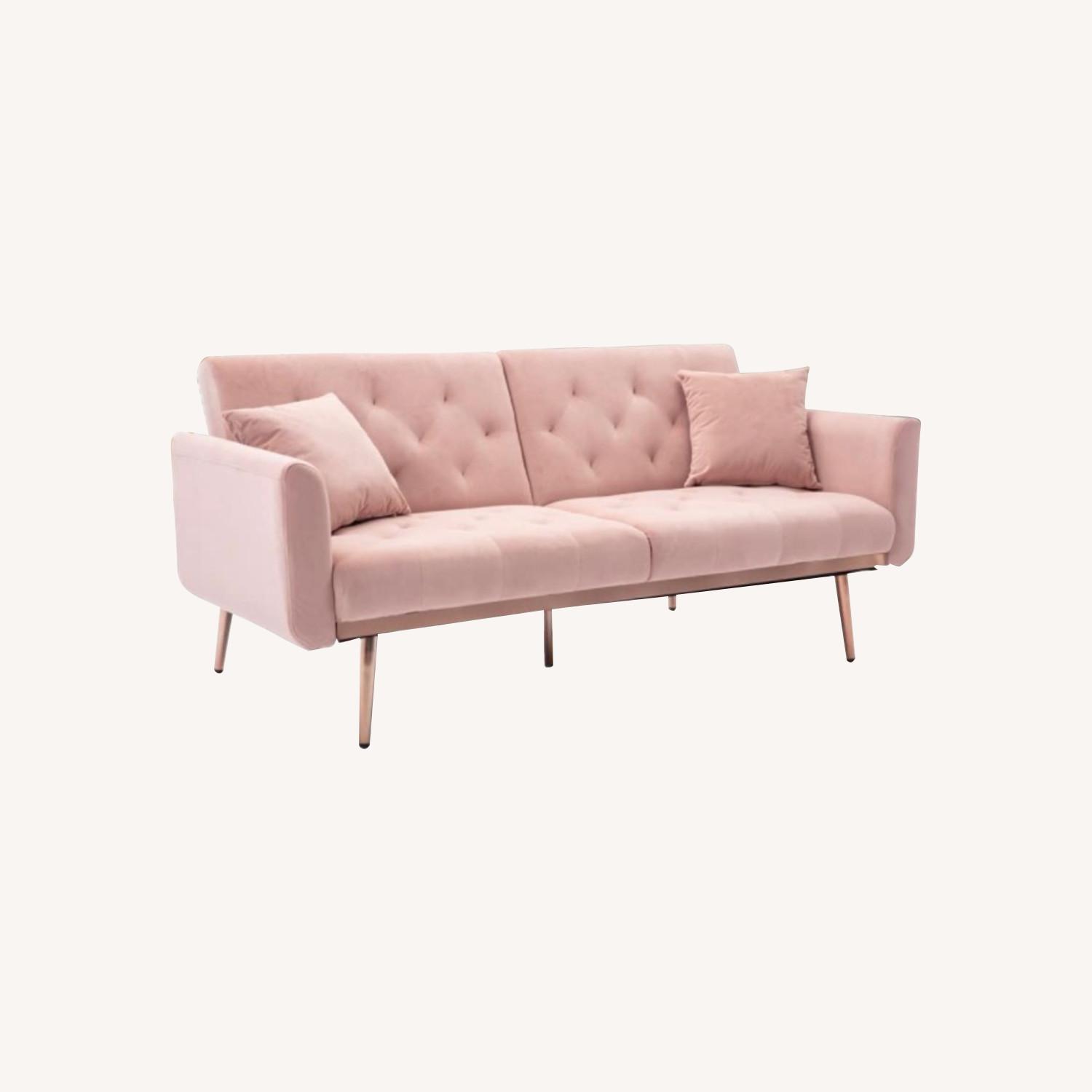 Velvet Pink Sofa Bed AptDeco