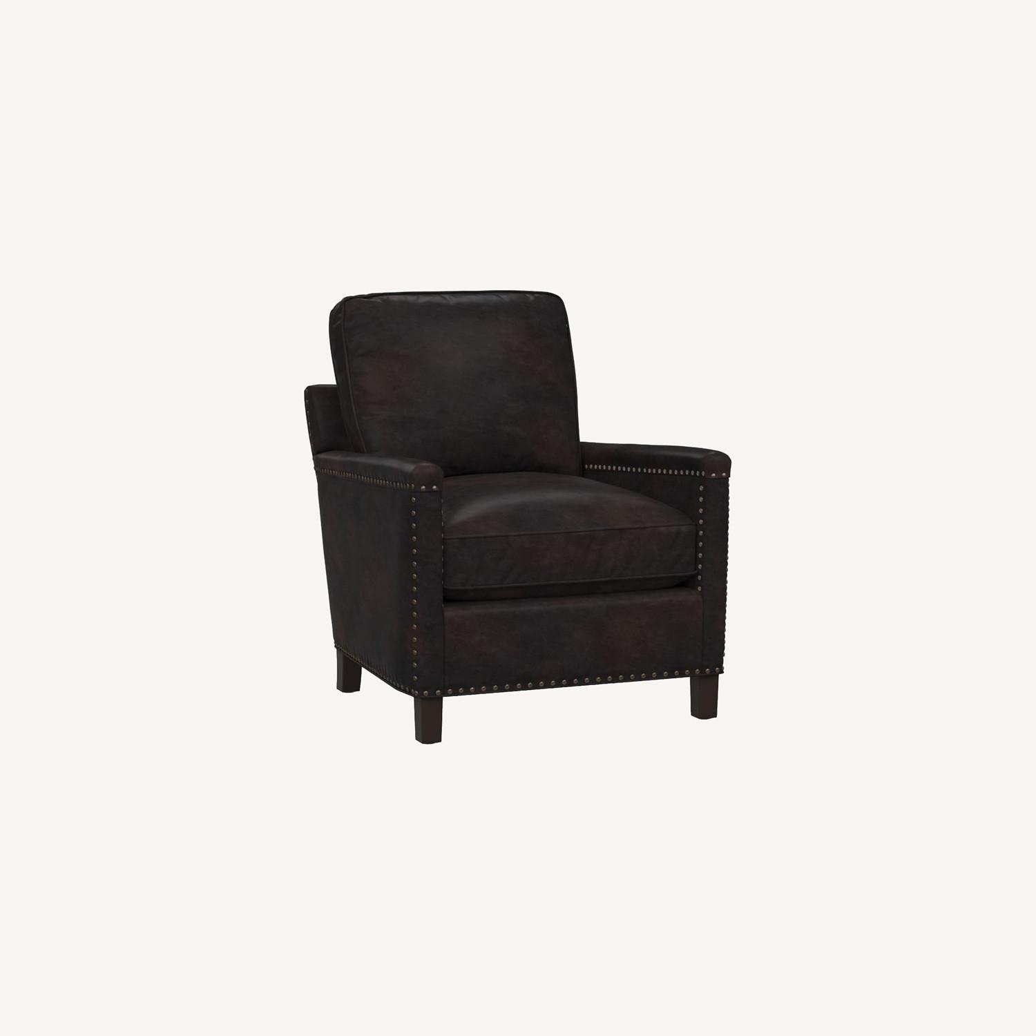 Pottery Barn Tyler Square Arm Leather Armchair - image-0
