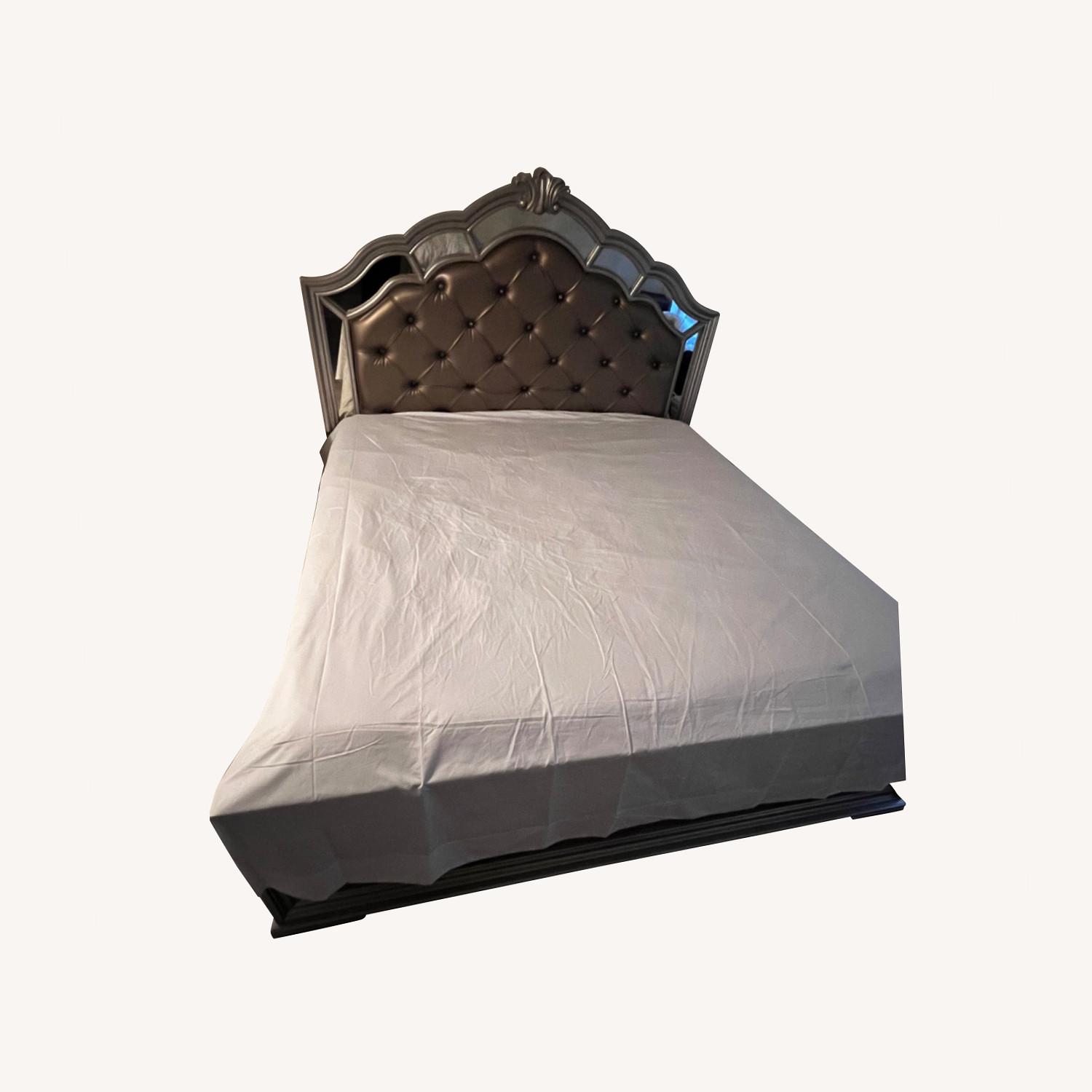 Silver Queen Upholstered Panel Bed Frame - image-0
