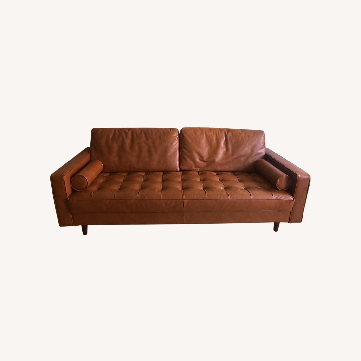 Hailee 84" Genuine Leather Square Arm Sofa - image-0
