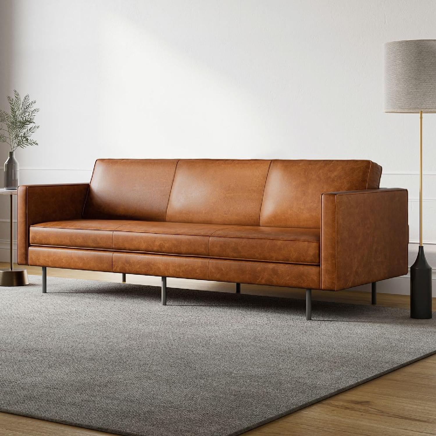 West Elm Axel Futon Leather Sofa AptDeco