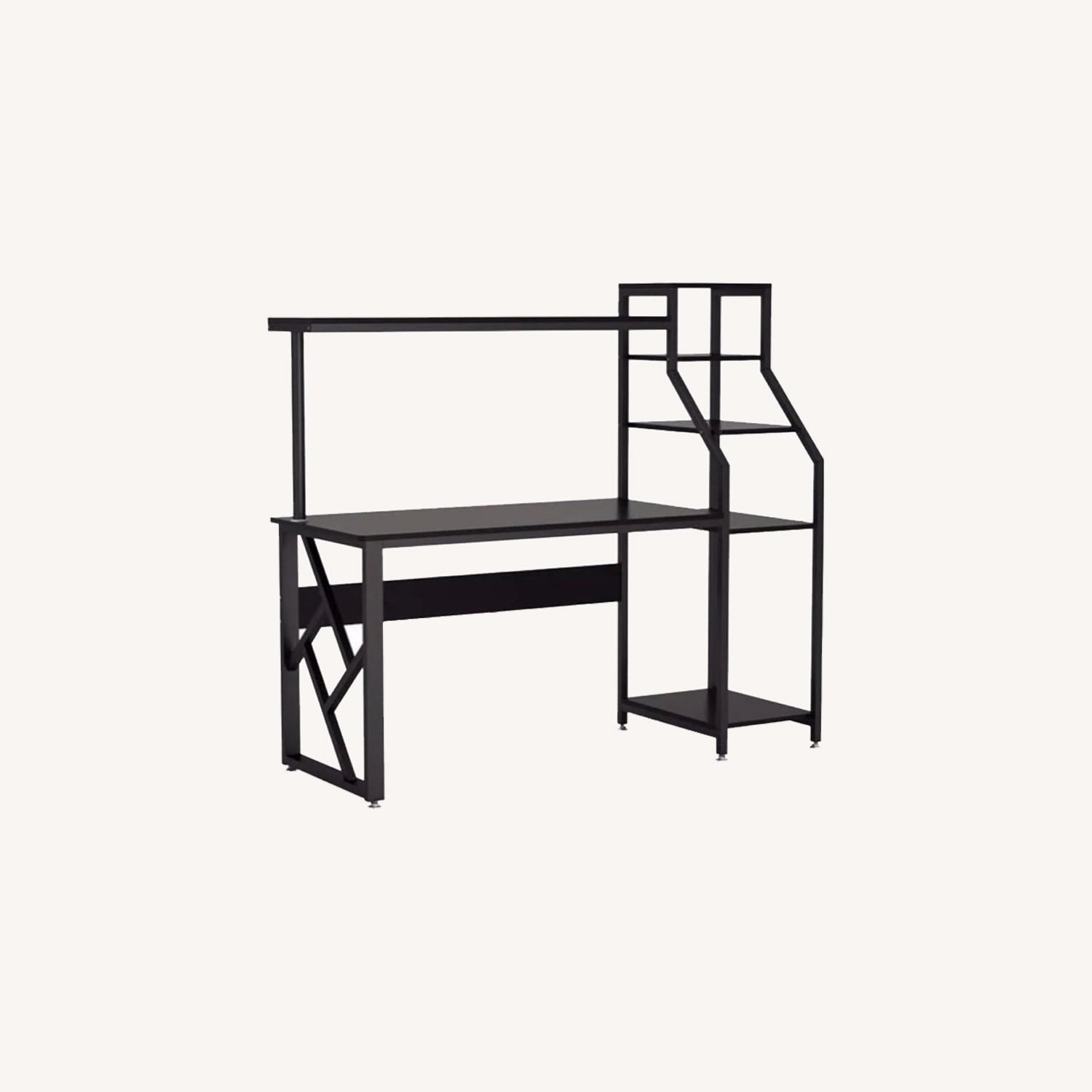 Wayfair Black Desk with Shelving AptDeco