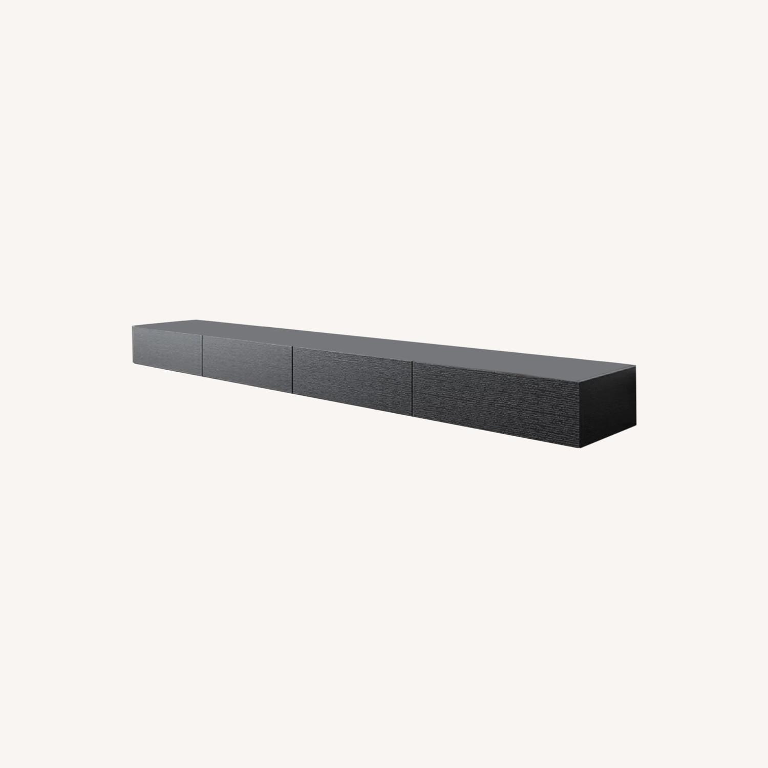 Modern Black Oak Low TV Console 4 Drawer - image-0