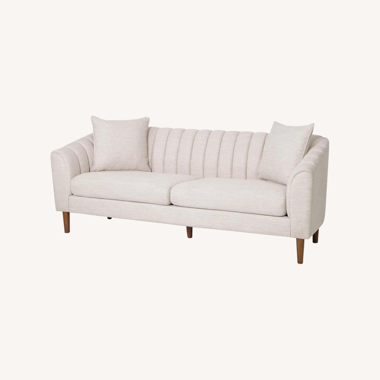 Beige Upholstered Modern Sofa AptDeco