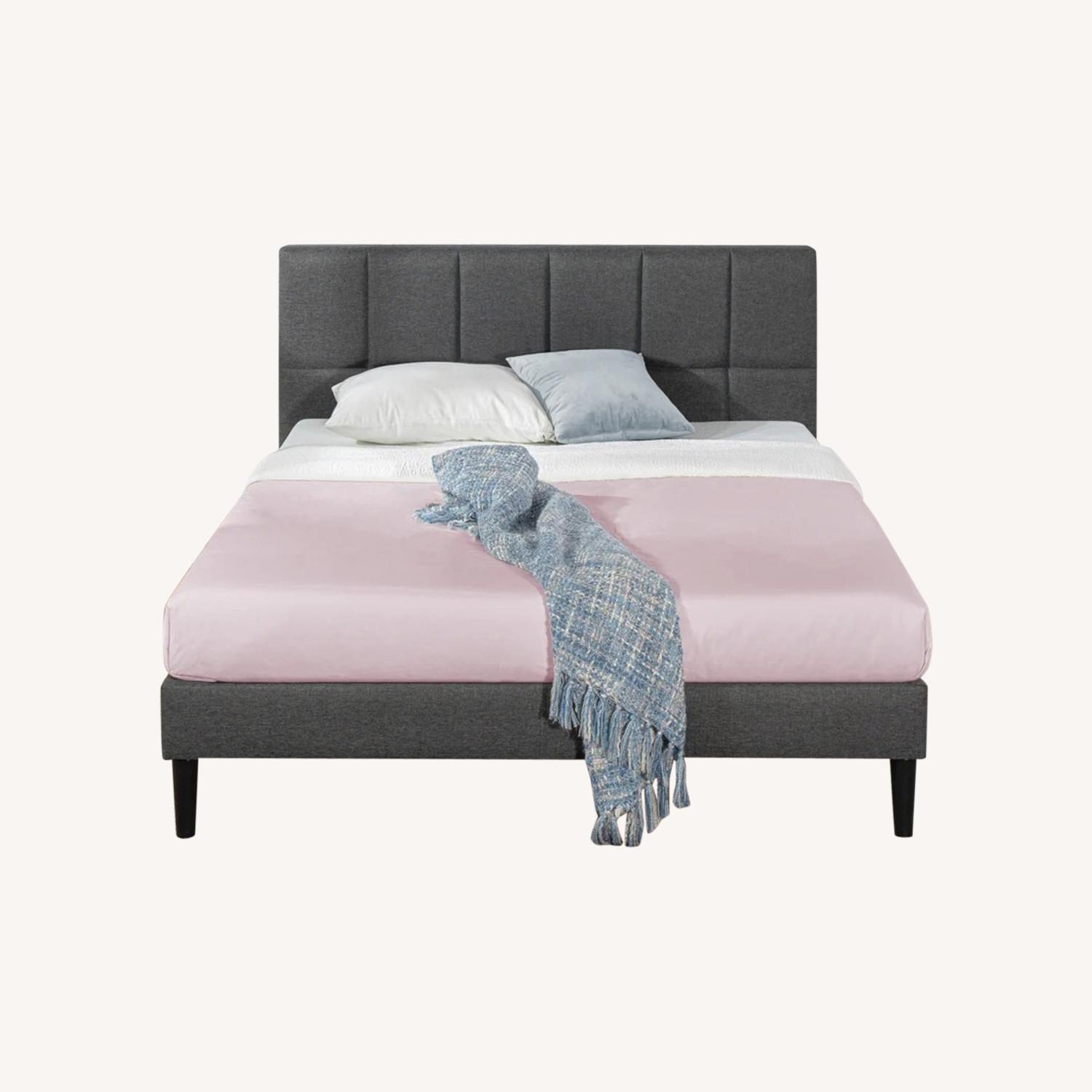 Wayfair Dark Gray Square Stitched Headboard Queen Bed - image-0