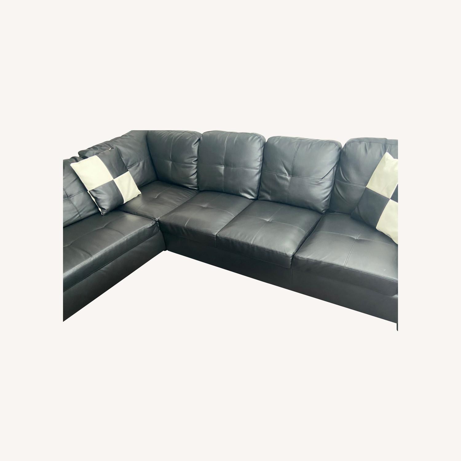Wayfair Faux Leather Black Sofa - image-0
