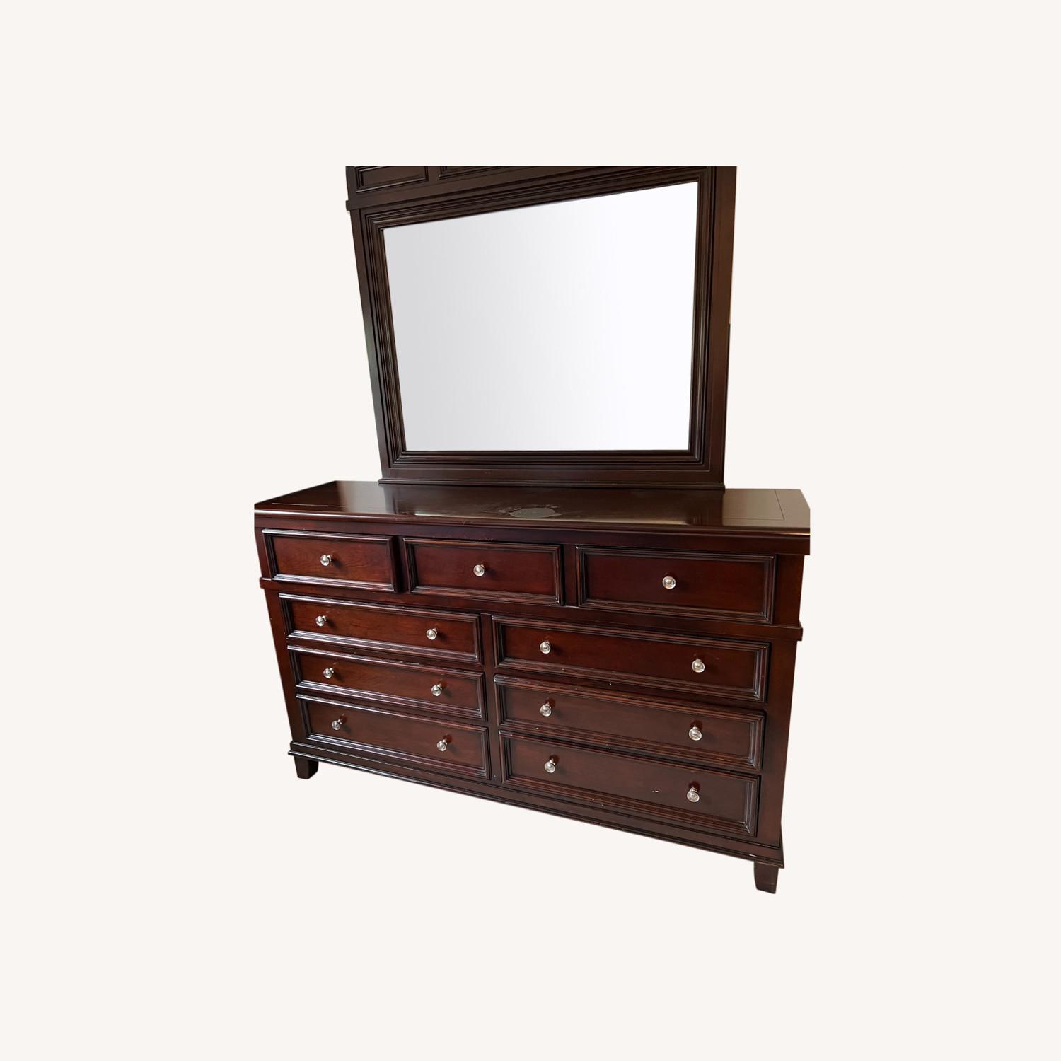 Cherry Wood Dresser with Mirror AptDeco
