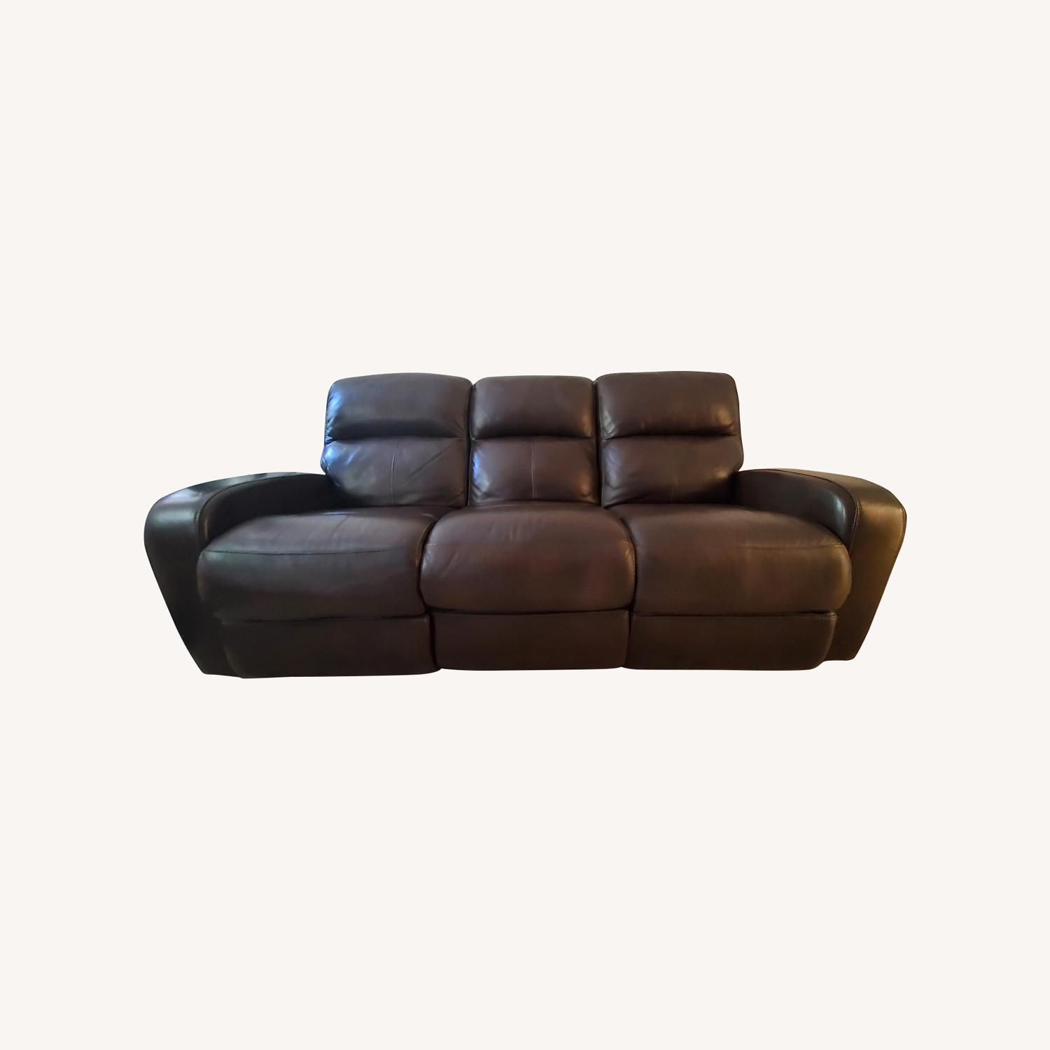 Dark Brown Leather Power Motion Recliner Sofa AptDeco