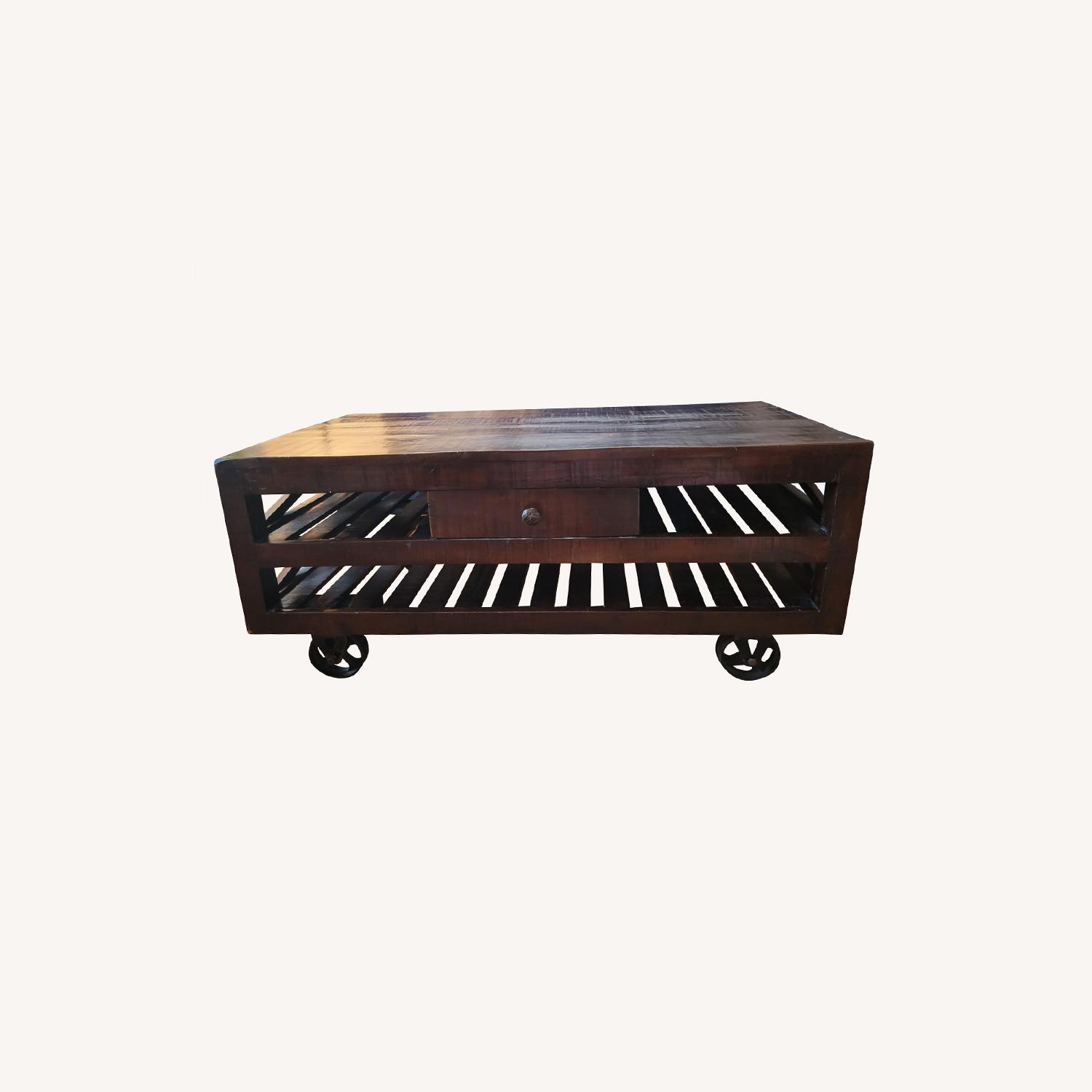 Industrial, Rolling Coffee Table - image-0