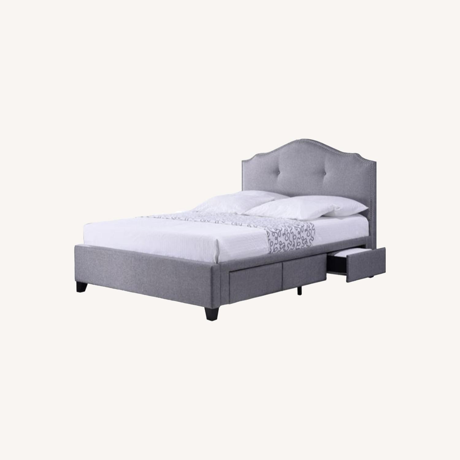 Baxton Studio Grey Linen Storage Bed Queen AptDeco