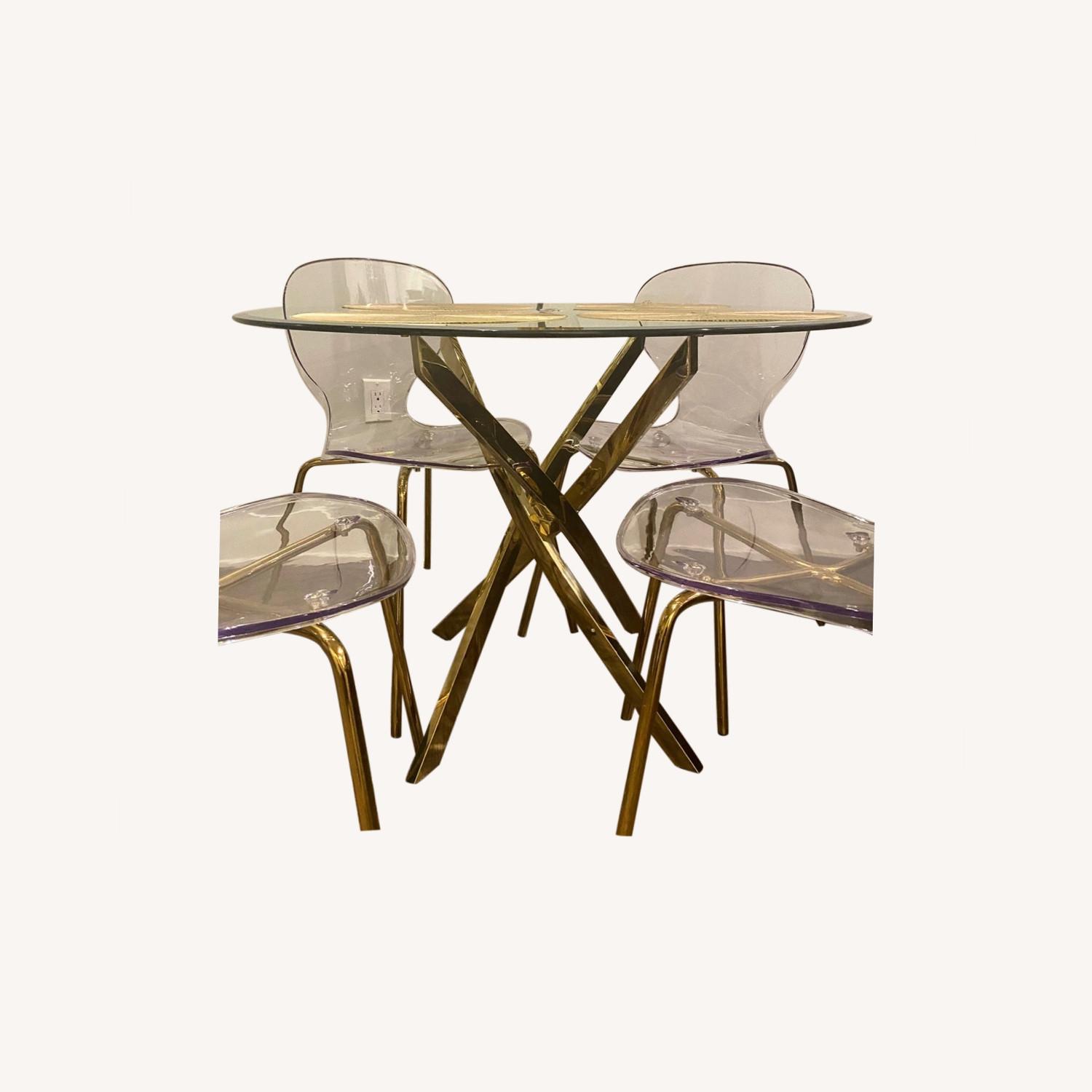 Wayfair Modern Gold Glass Dining Set AptDeco