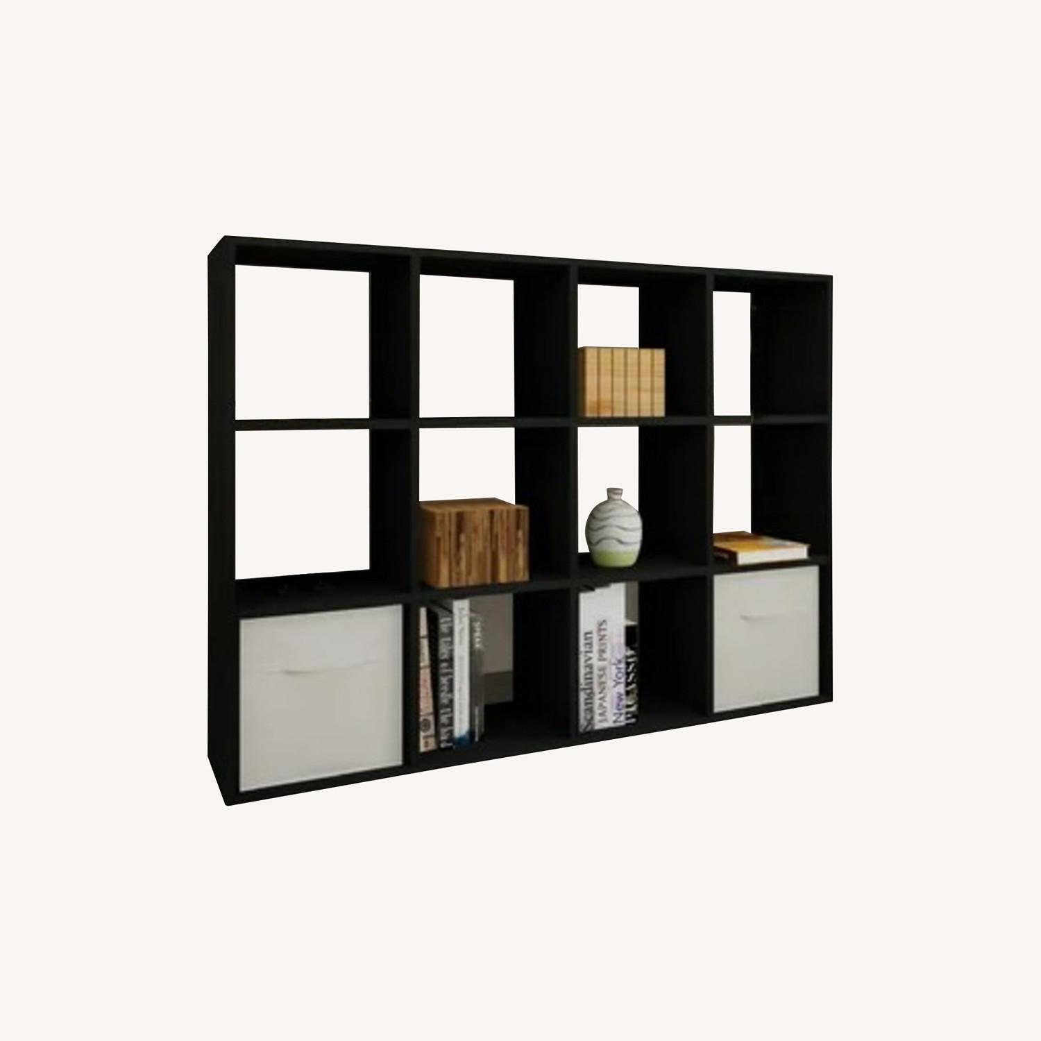 Large Bookcase, 12 Cube Wood AptDeco