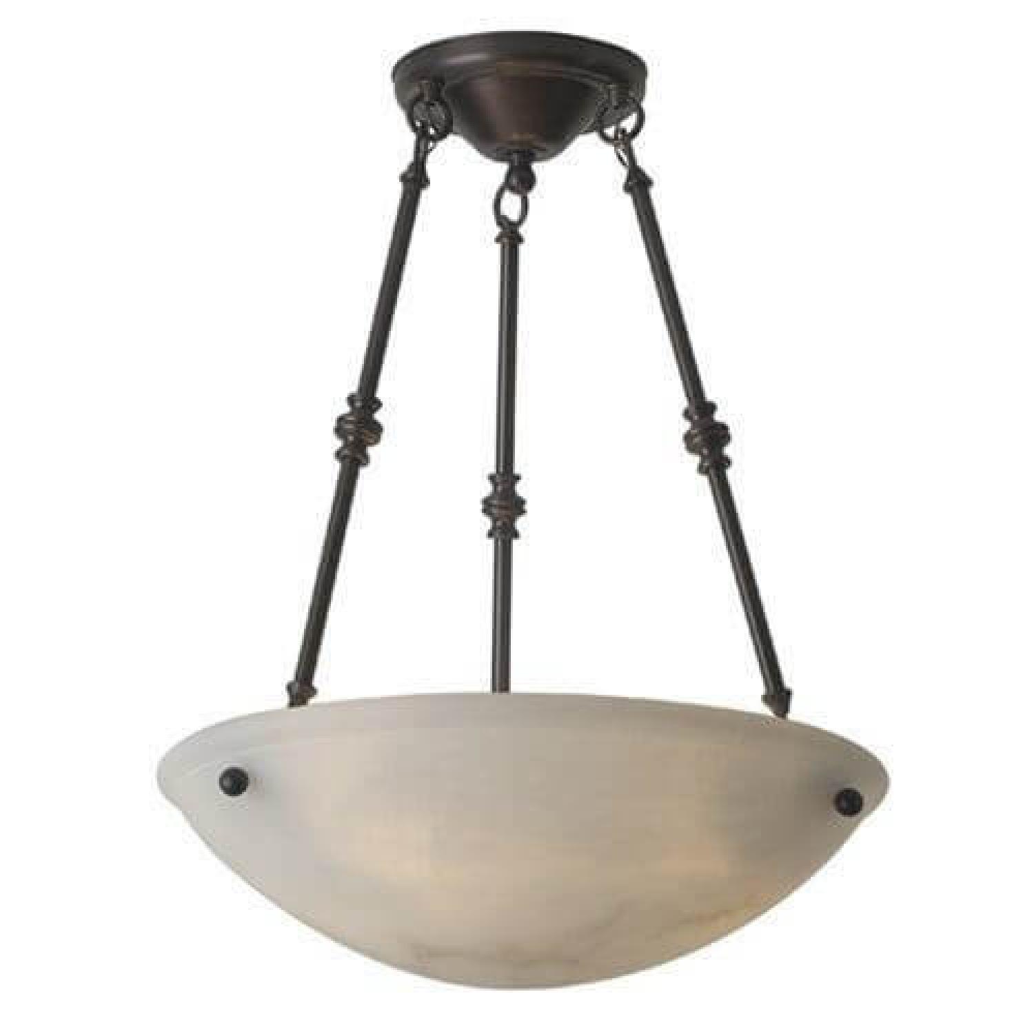 Franklin Brass Alabaster and Brass Pendant Light - image-4