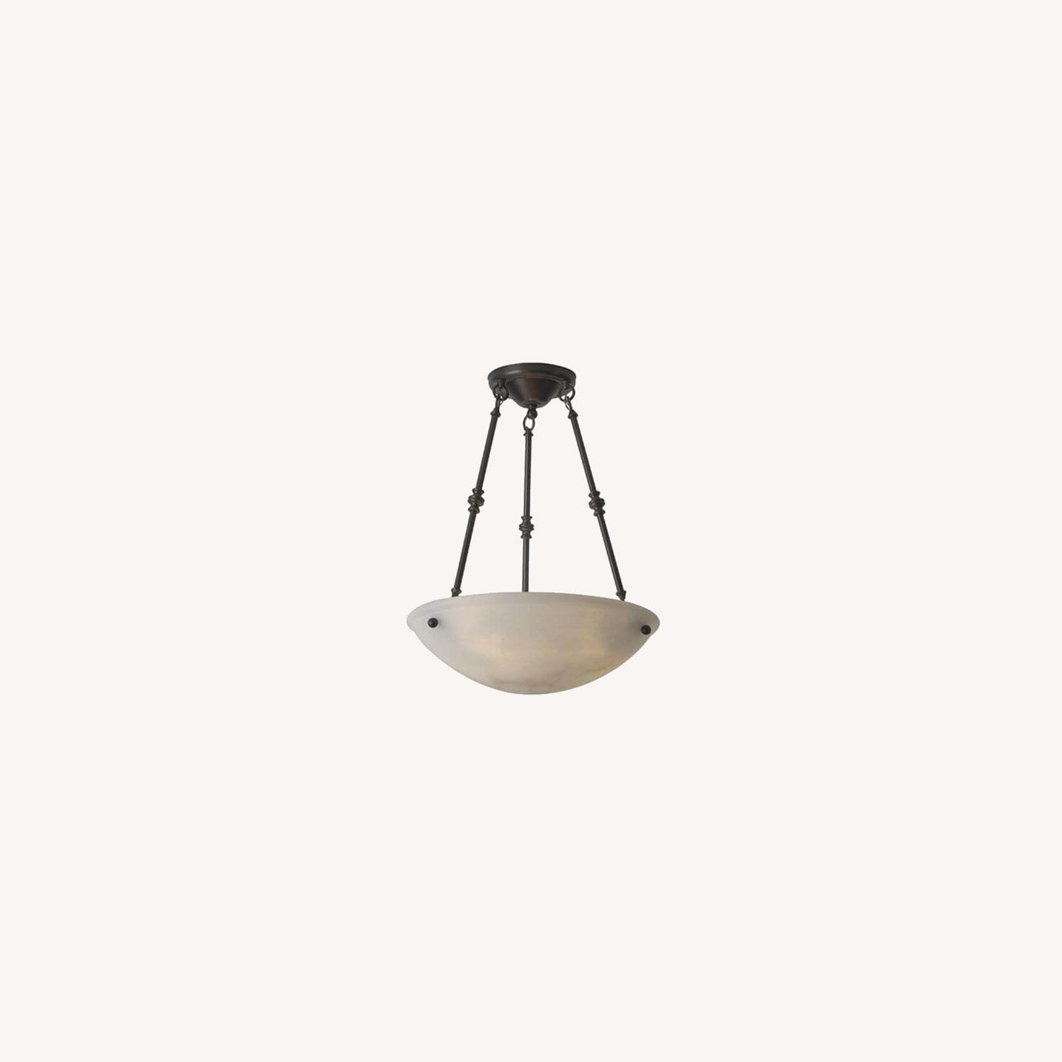Franklin Brass Alabaster and Brass Pendant Light - image-0