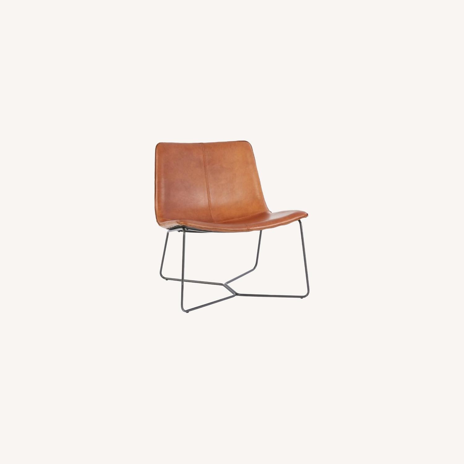 West Elm Slope Lounge Chair Nut, Saddle Leather - image-0