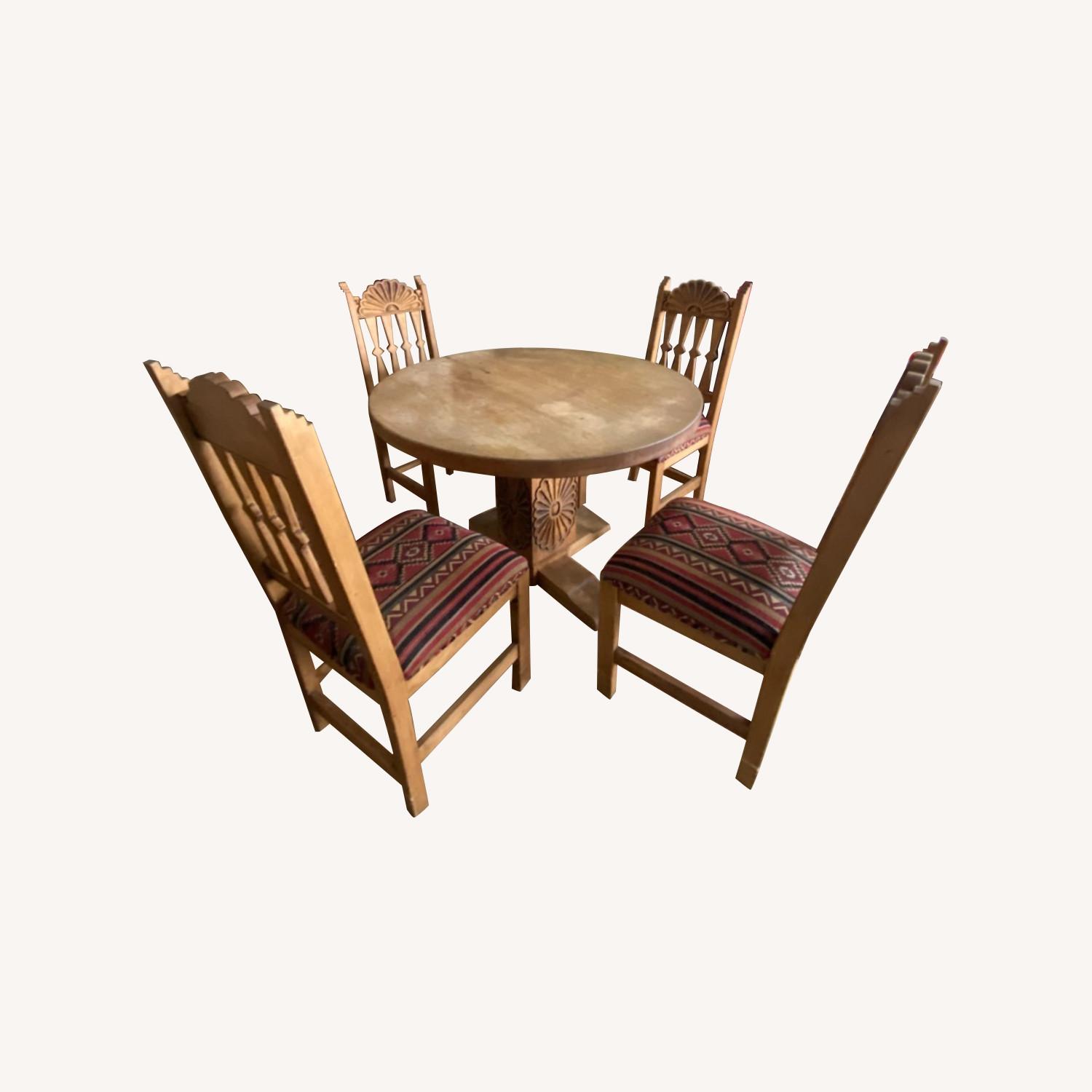 Santa Fe Style Carved Wood Base Dining Table 42" - AptDeco
