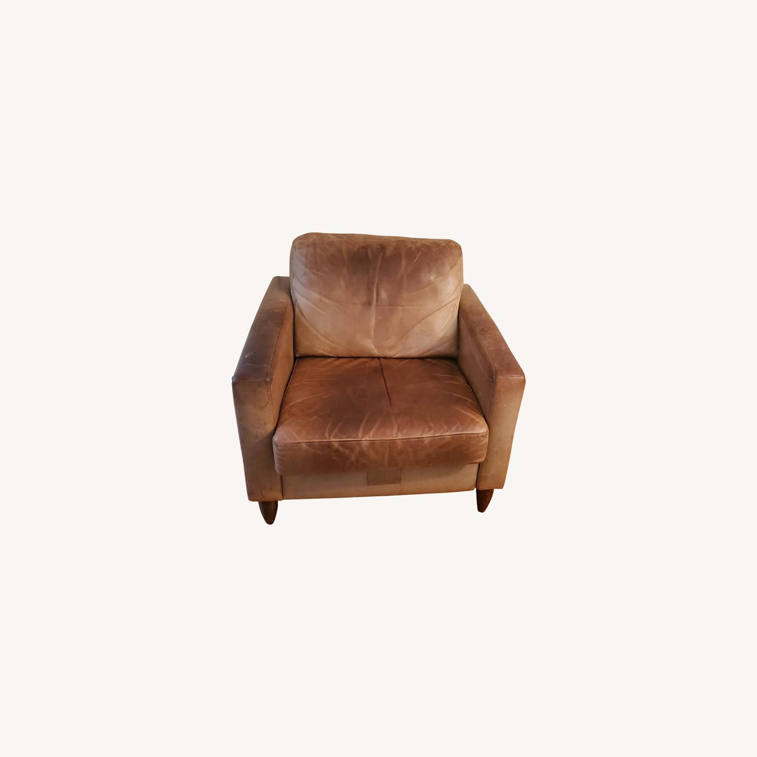 Crate & Barrel Brown Leather Arm Chair AptDeco