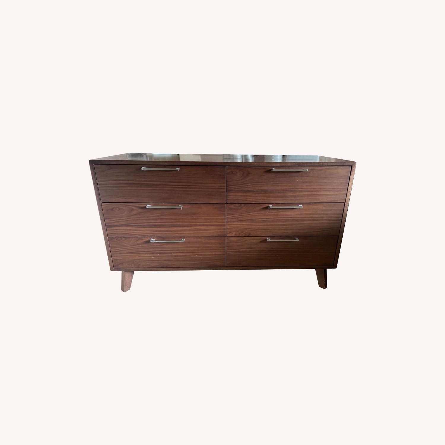 Dark Brown Dresser with Silver Handles AptDeco