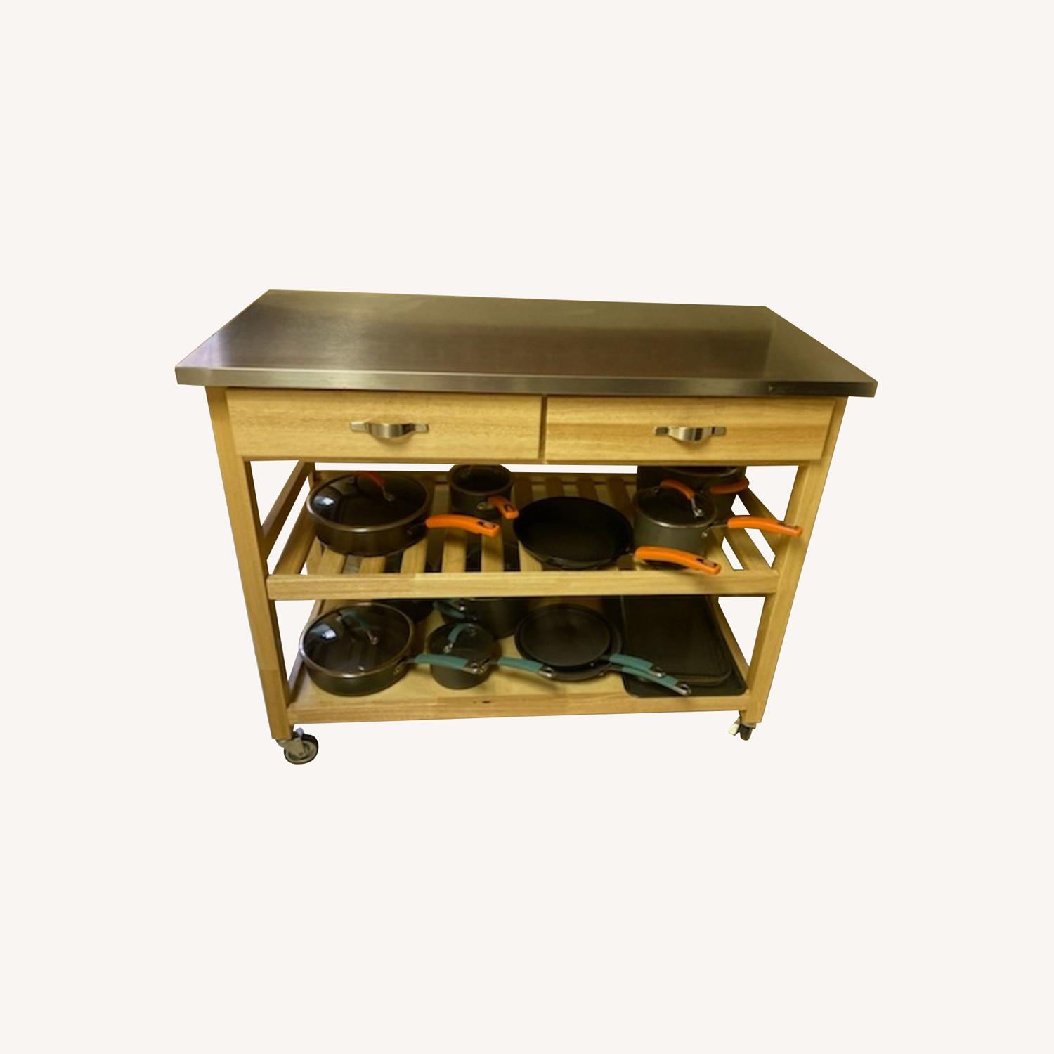 Rolling Kitchen Cart with Stainless Steel Top AptDeco