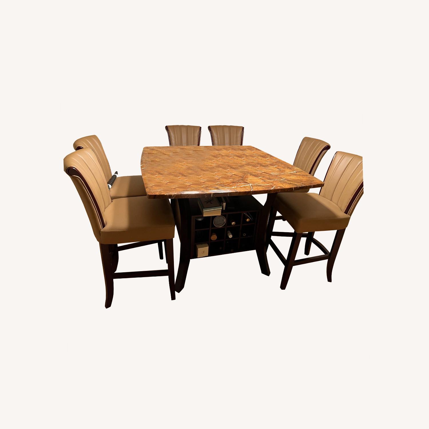 Counter Height 6-Seat Granite Table with Wine Rack - image-5