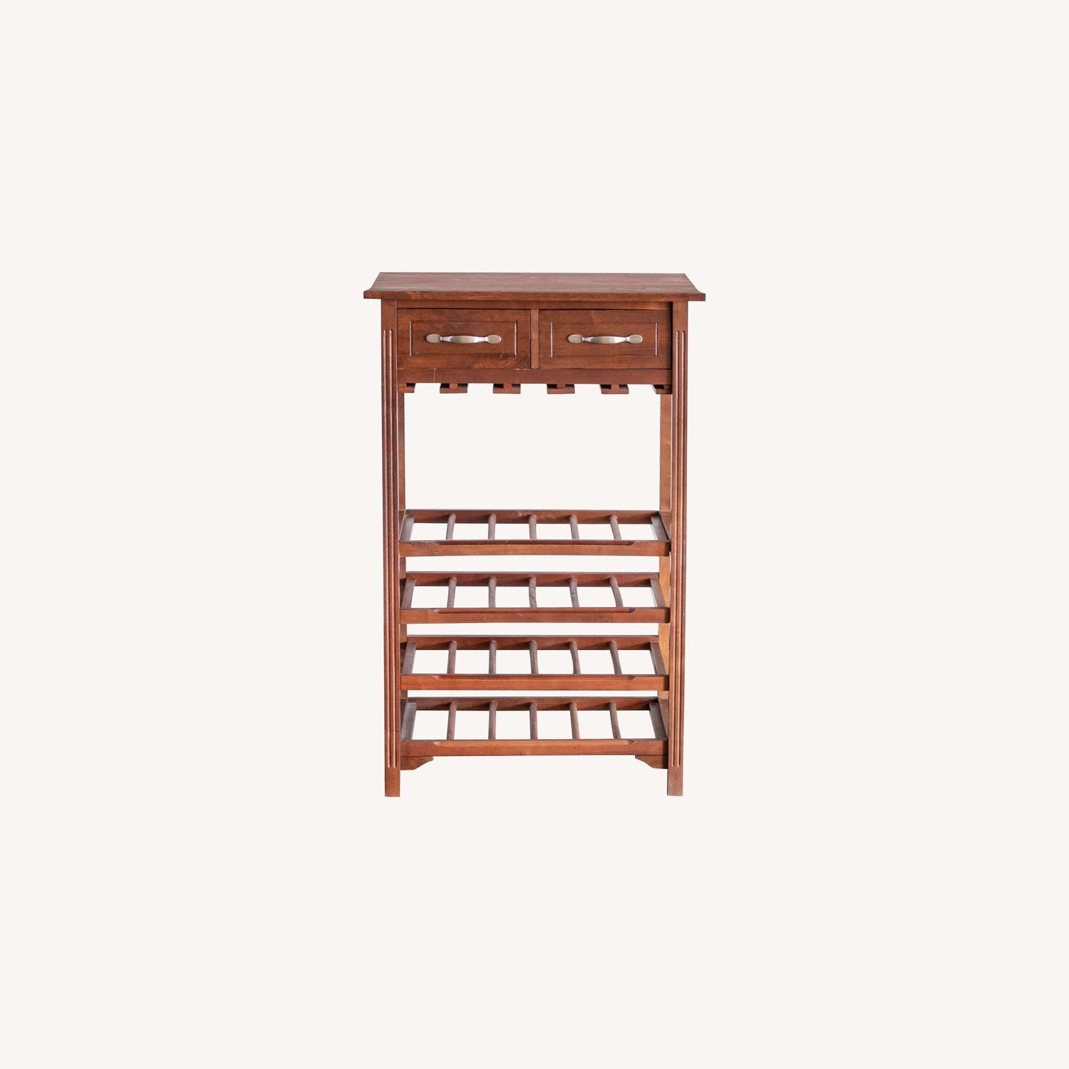 Wood Wine Rack with 2 Drawers - image-0
