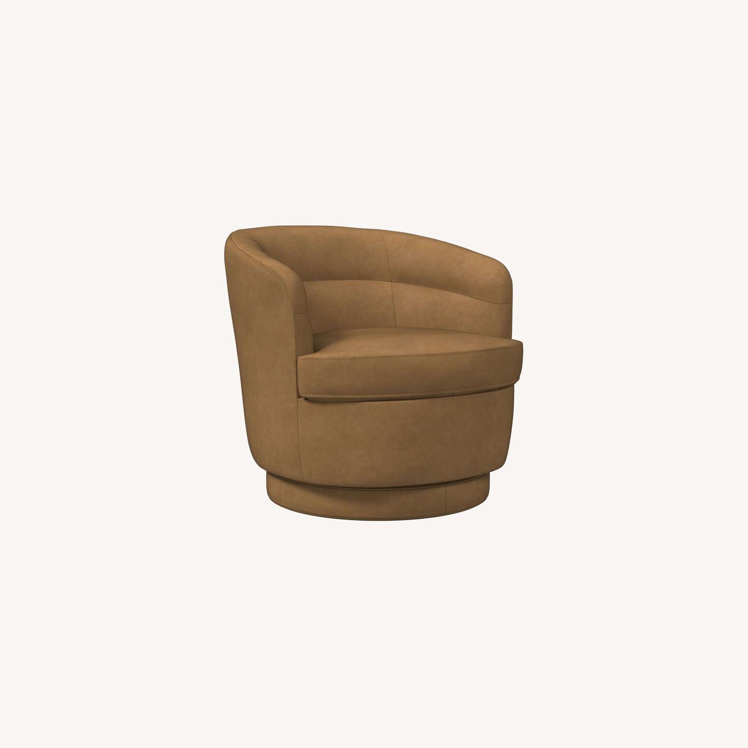 West Elm Viv Swivel Chair, Poly, Ludlow Leather AptDeco