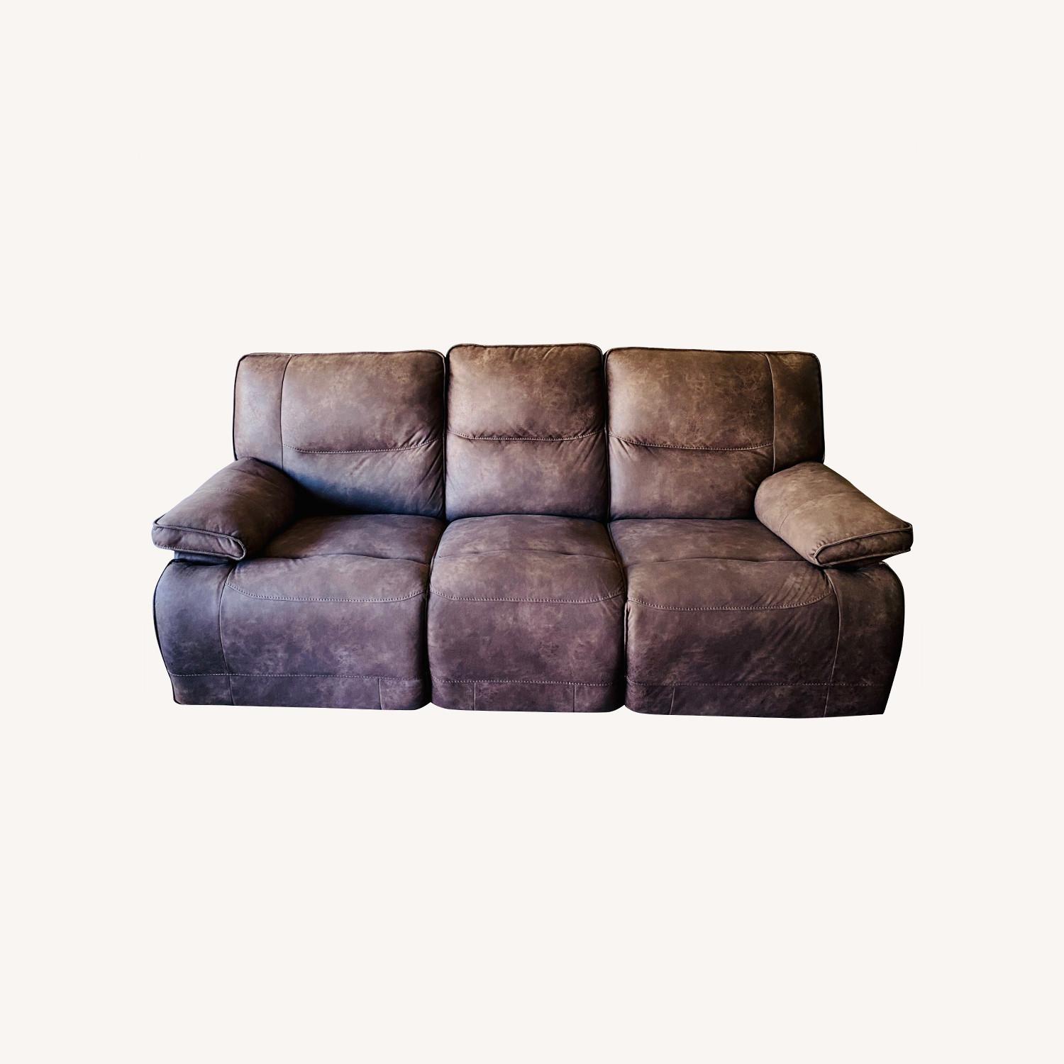 Living Spaces Sofa / Power Recliner Couch AptDeco