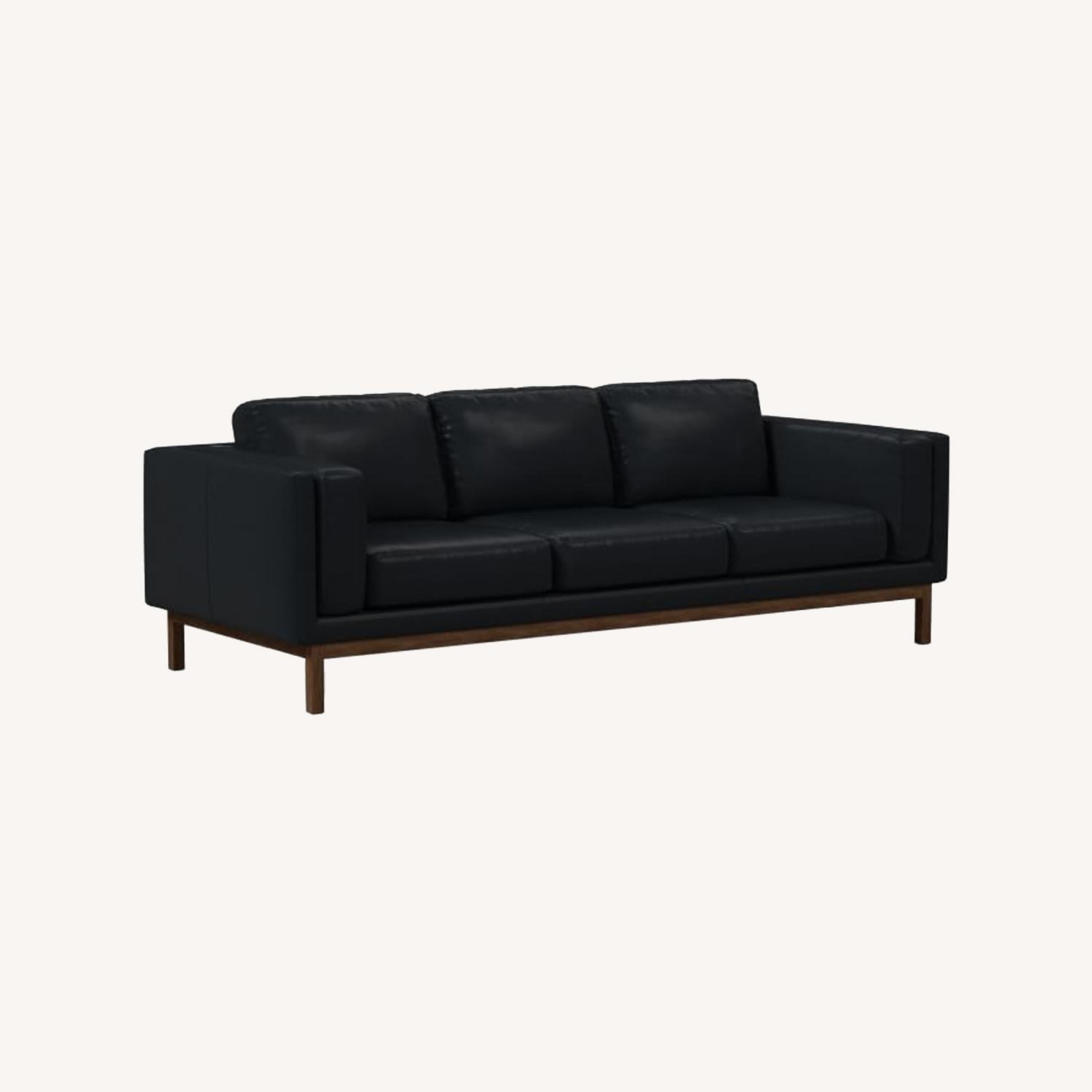 West Elm Dekalb 96" Sofa, Sierra Leather, Licorice AptDeco
