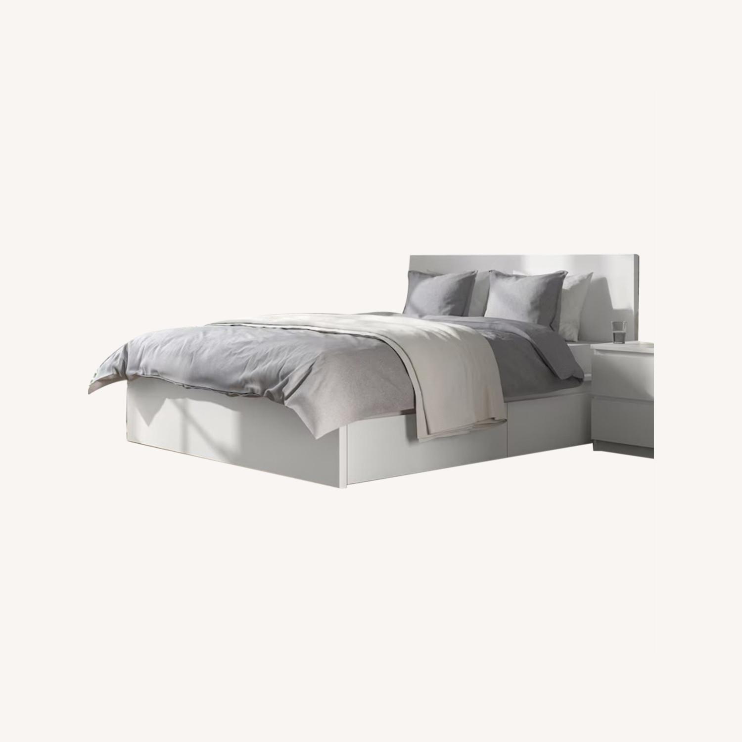 IKEA Malm High Queen Bed Frame/4 Storage Boxes AptDeco