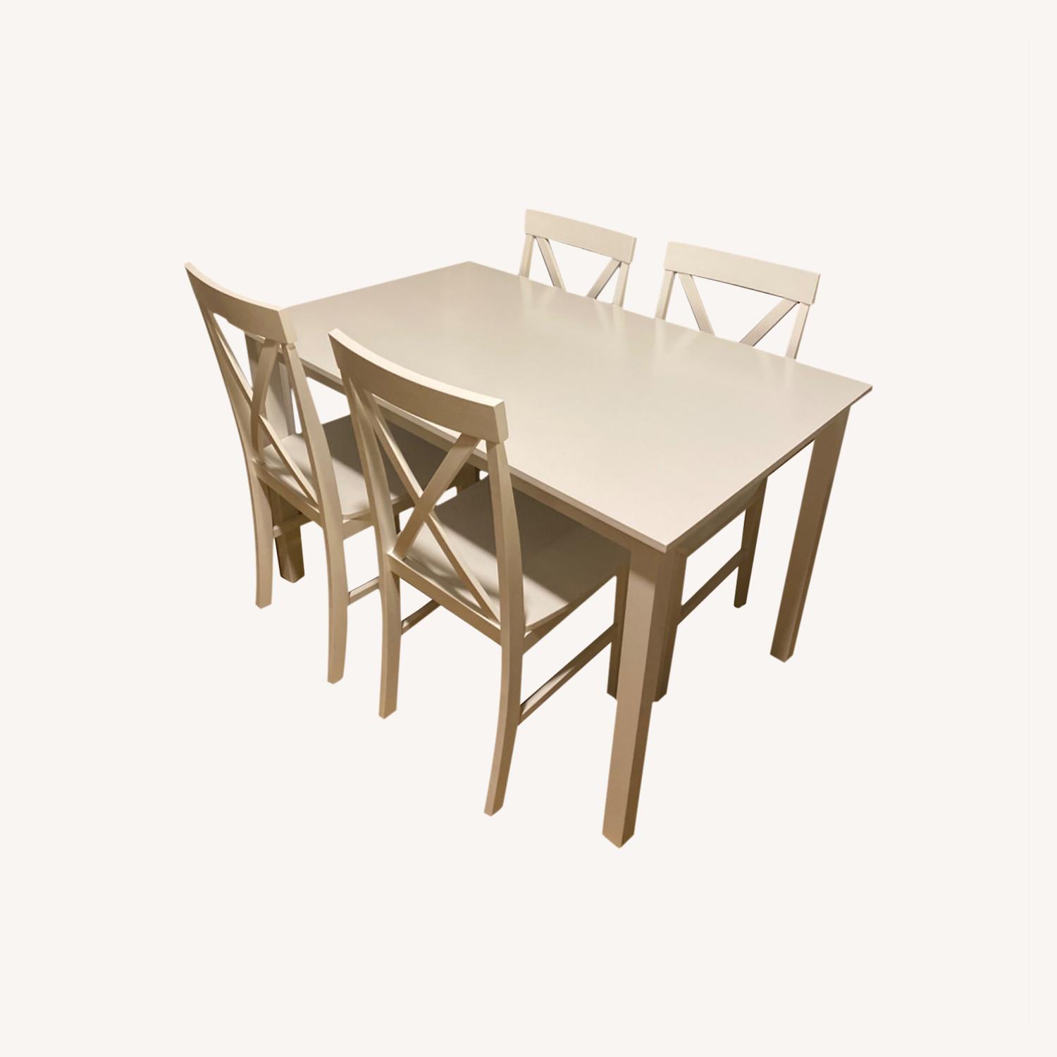 Wayfair All White Wood Dining Table Set AptDeco