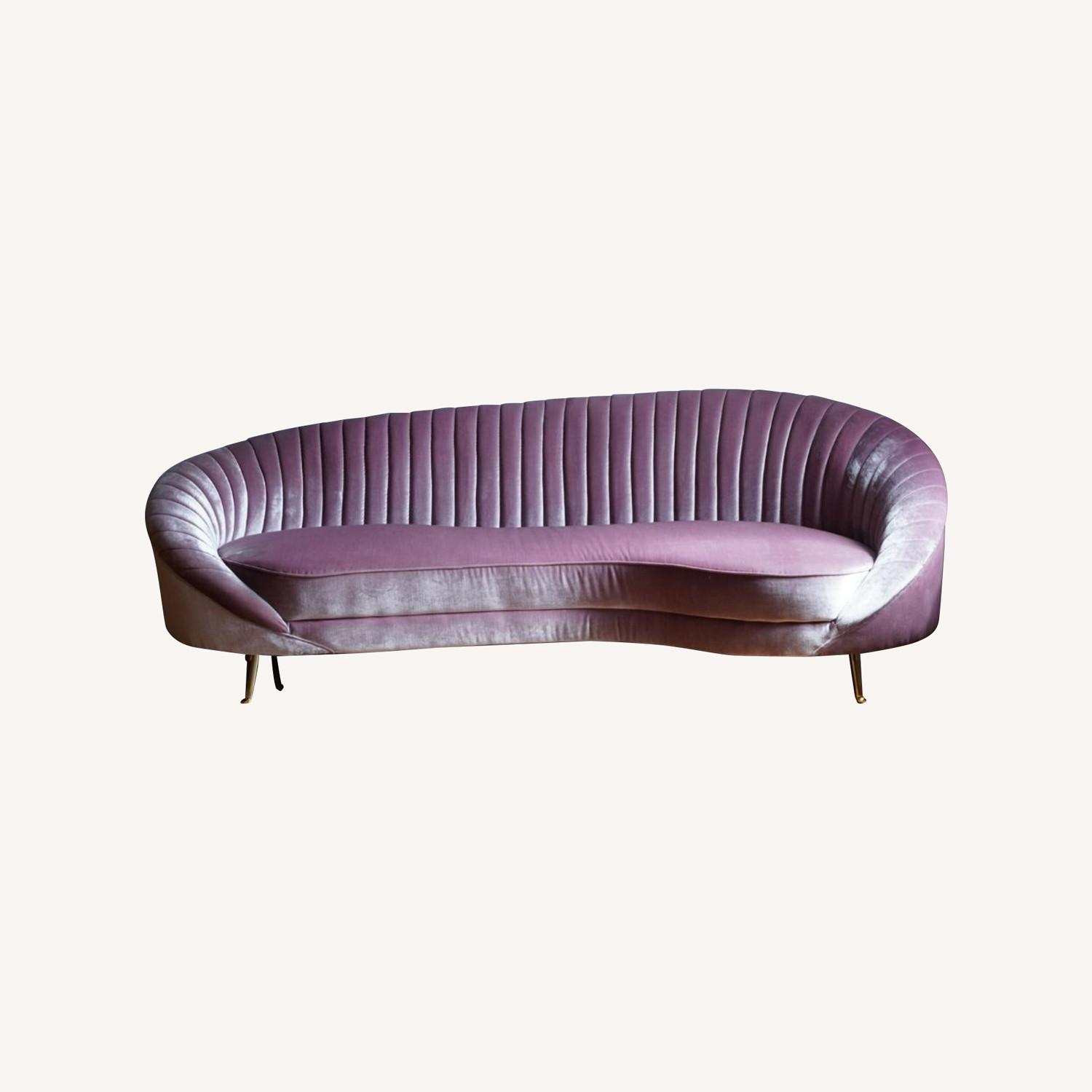 Serpentine Modern Sofa in Rose Velvet - image-5