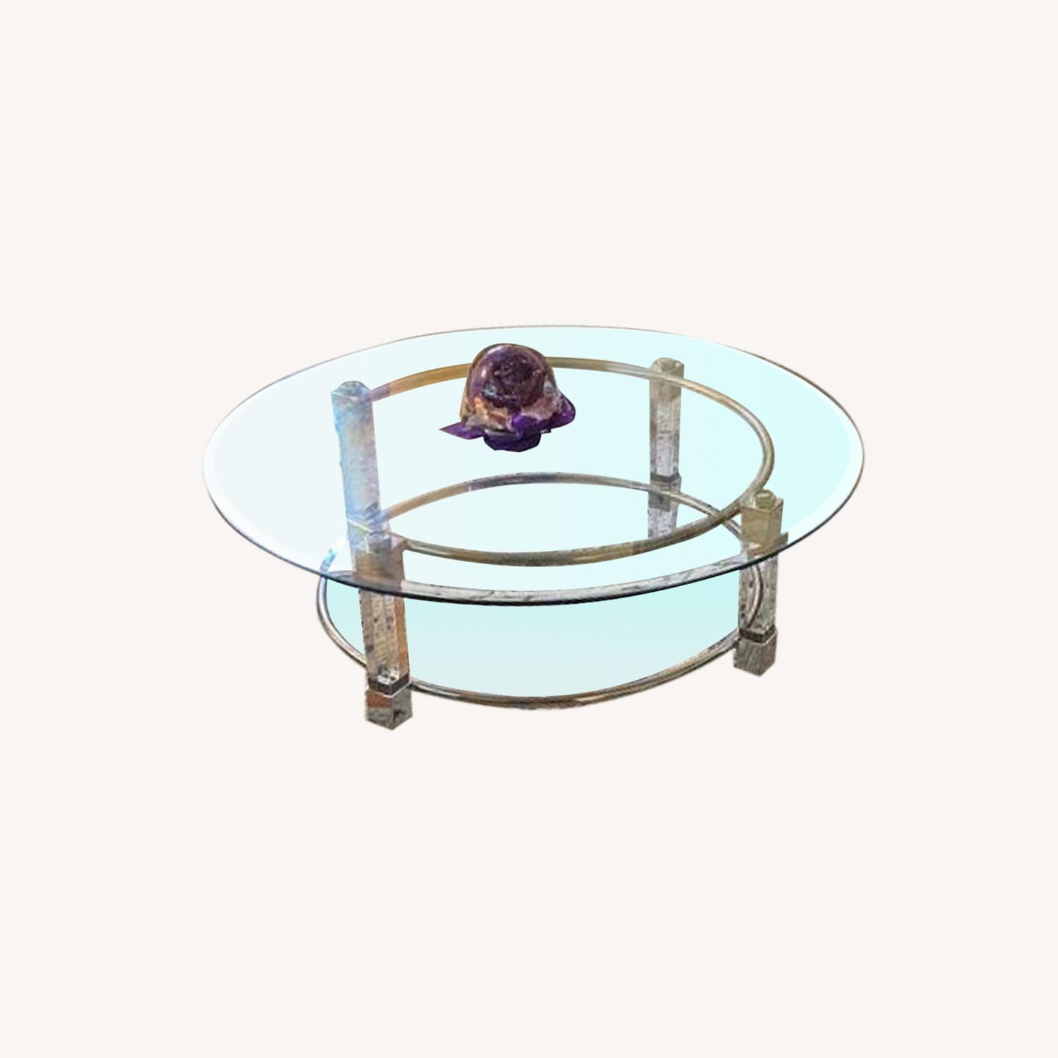Raymour & Flanigan Glass Table AptDeco