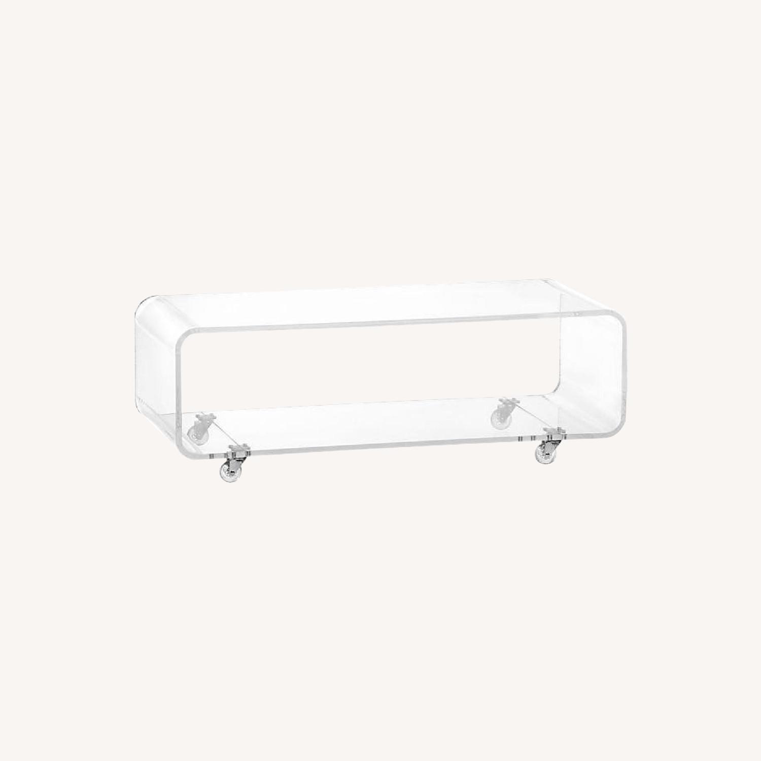 CB2 Peekaboo Acrylic Media Console AptDeco