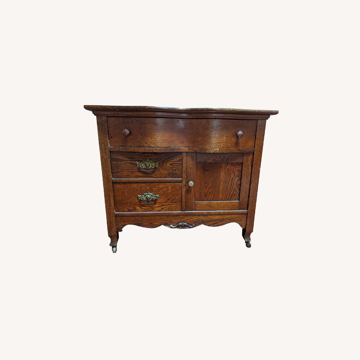 Vintage Oak Commode - image-0