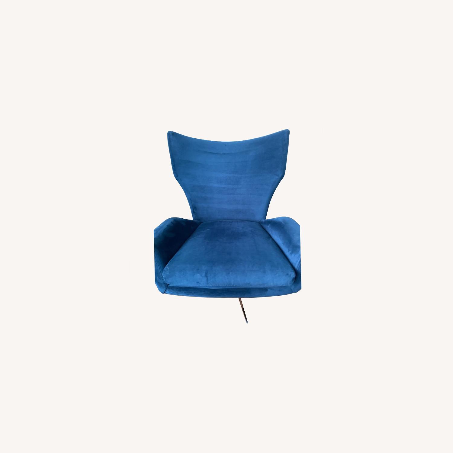West Elm Blue Velvet Swivel Chair AptDeco