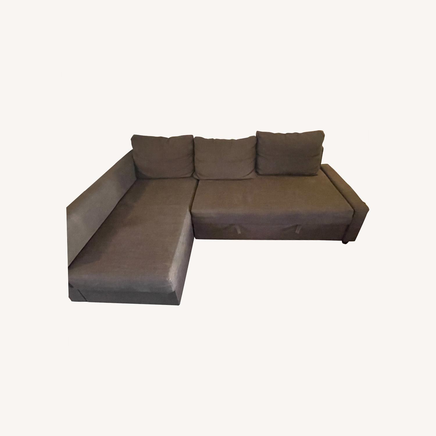 IKEA Brown Sleeper Sofa with Storage Chaise AptDeco