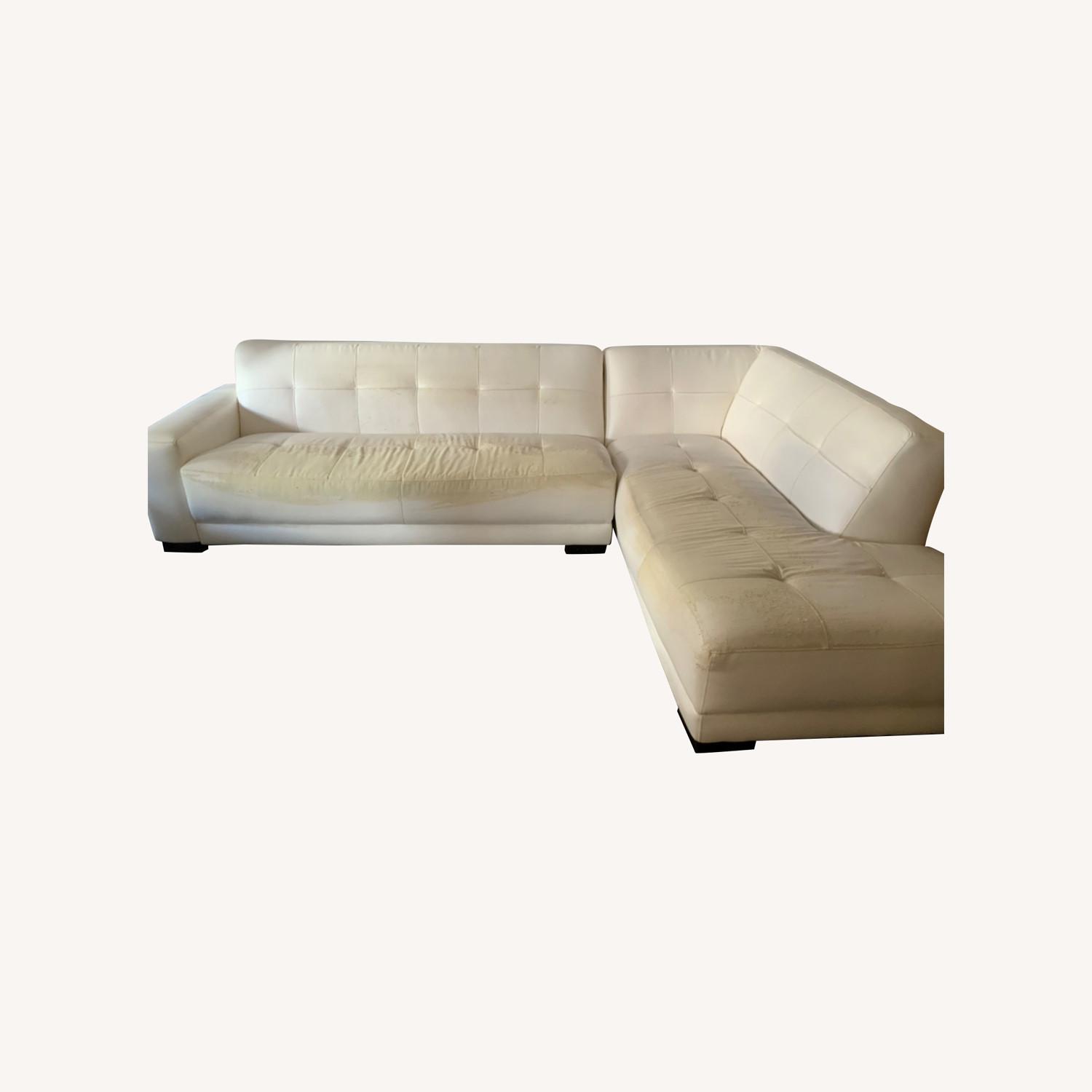 Broyhill White Leather Sectional AptDeco