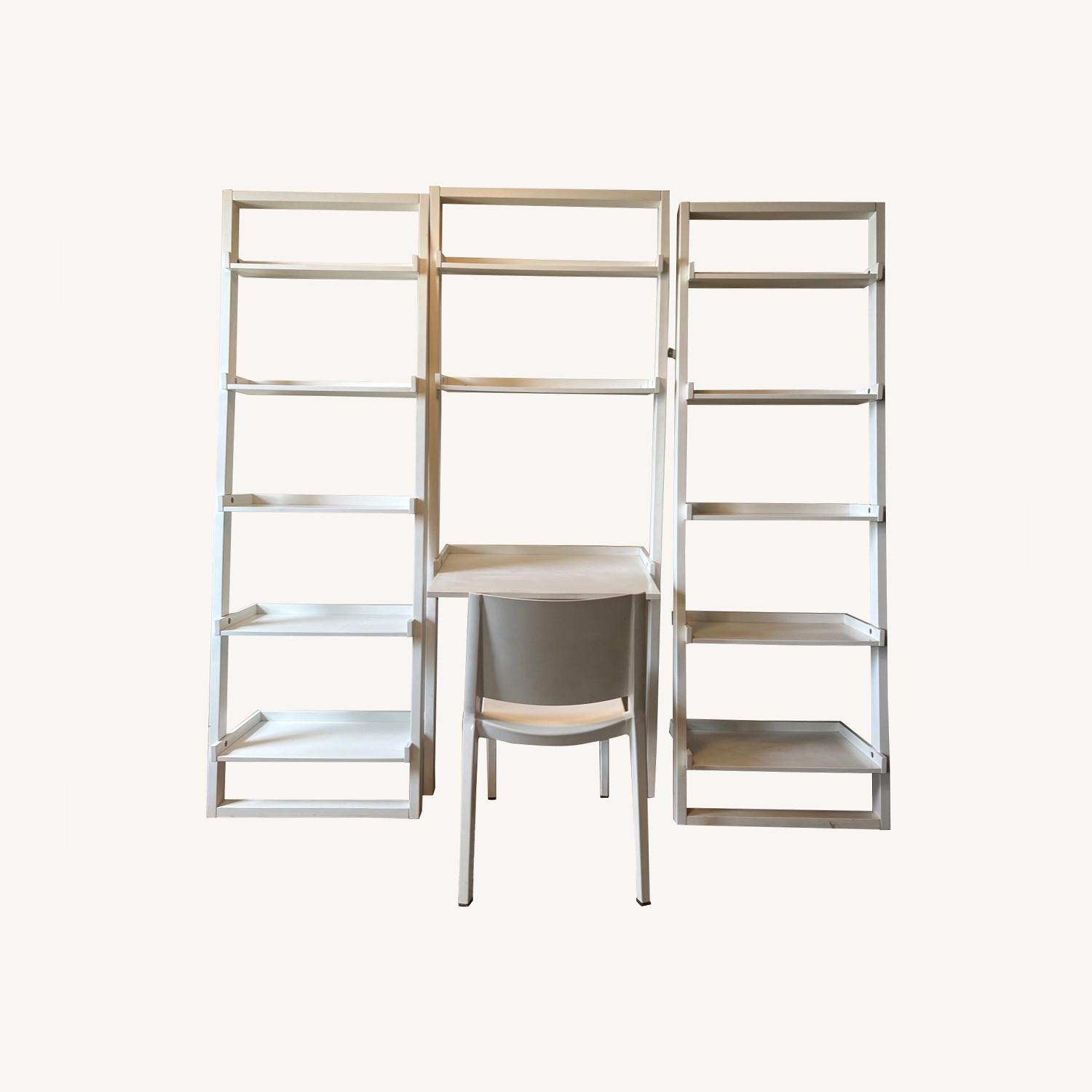 Crate & Barrel Leaning Desk with Shelving and Chair AptDeco